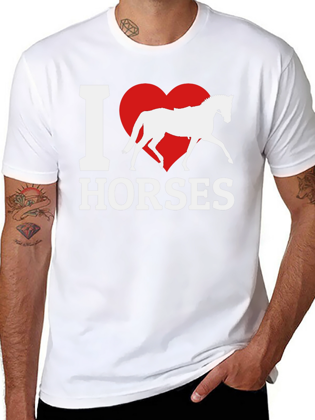 I Love Horses T-Shirt - Black Cotton Tee