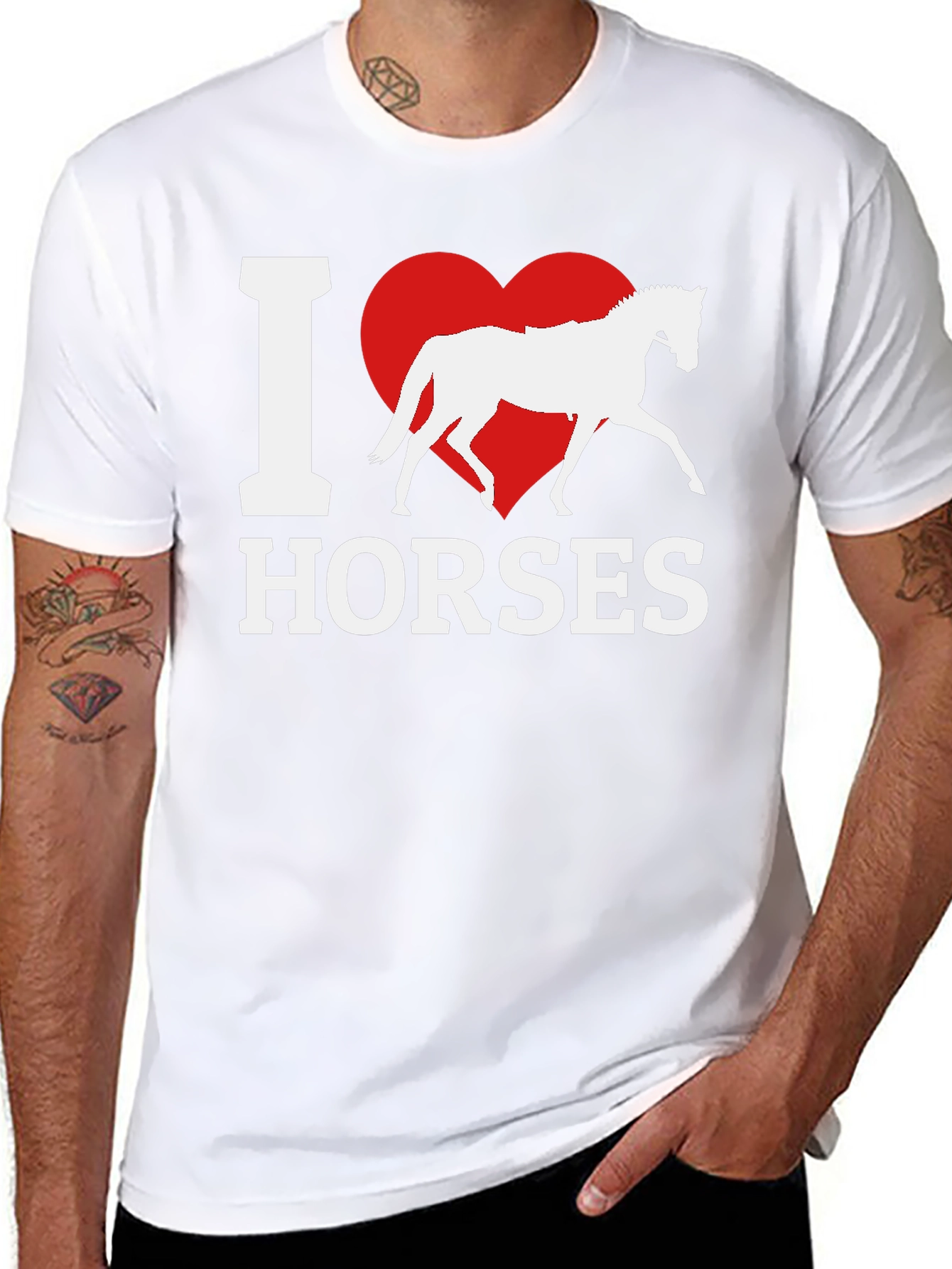 I Love Horses T-Shirt - Black Cotton Tee