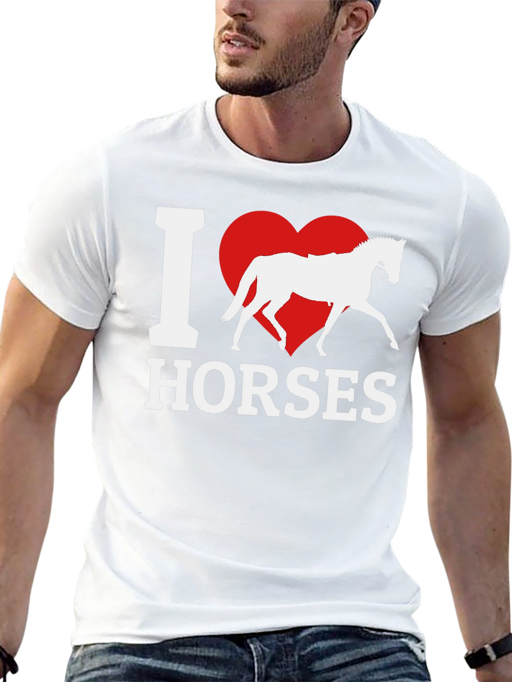 I Love Horses T-Shirt - Black Cotton Tee
