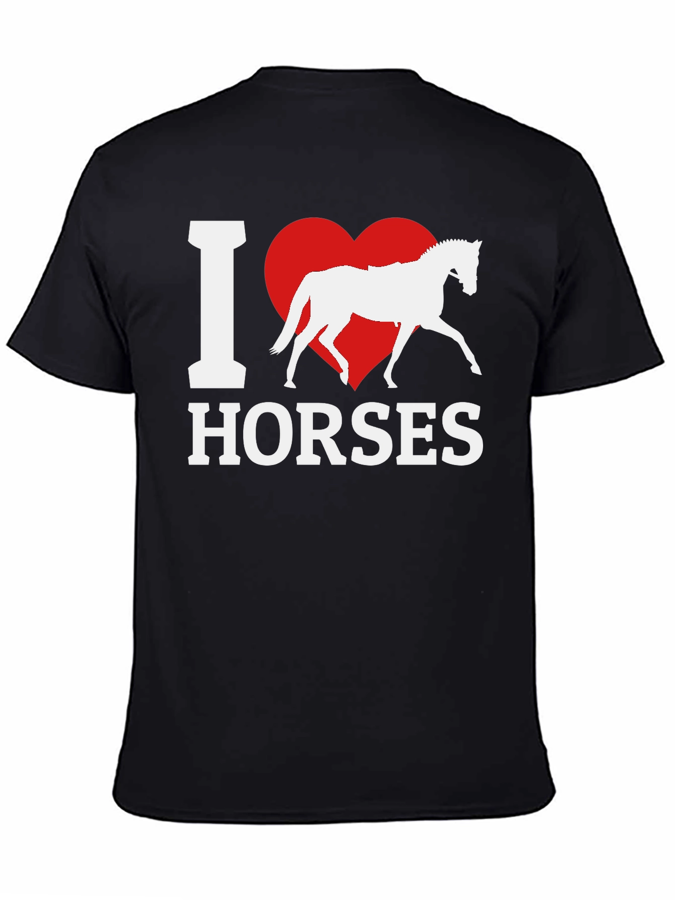 I Love Horses T-Shirt - Black Cotton Tee