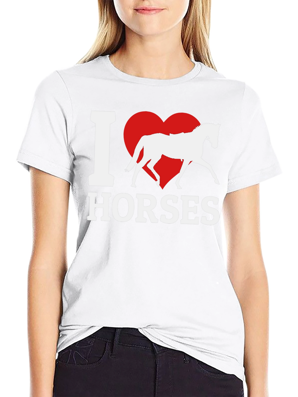 I Love Horses T-Shirt - Black Cotton Tee
