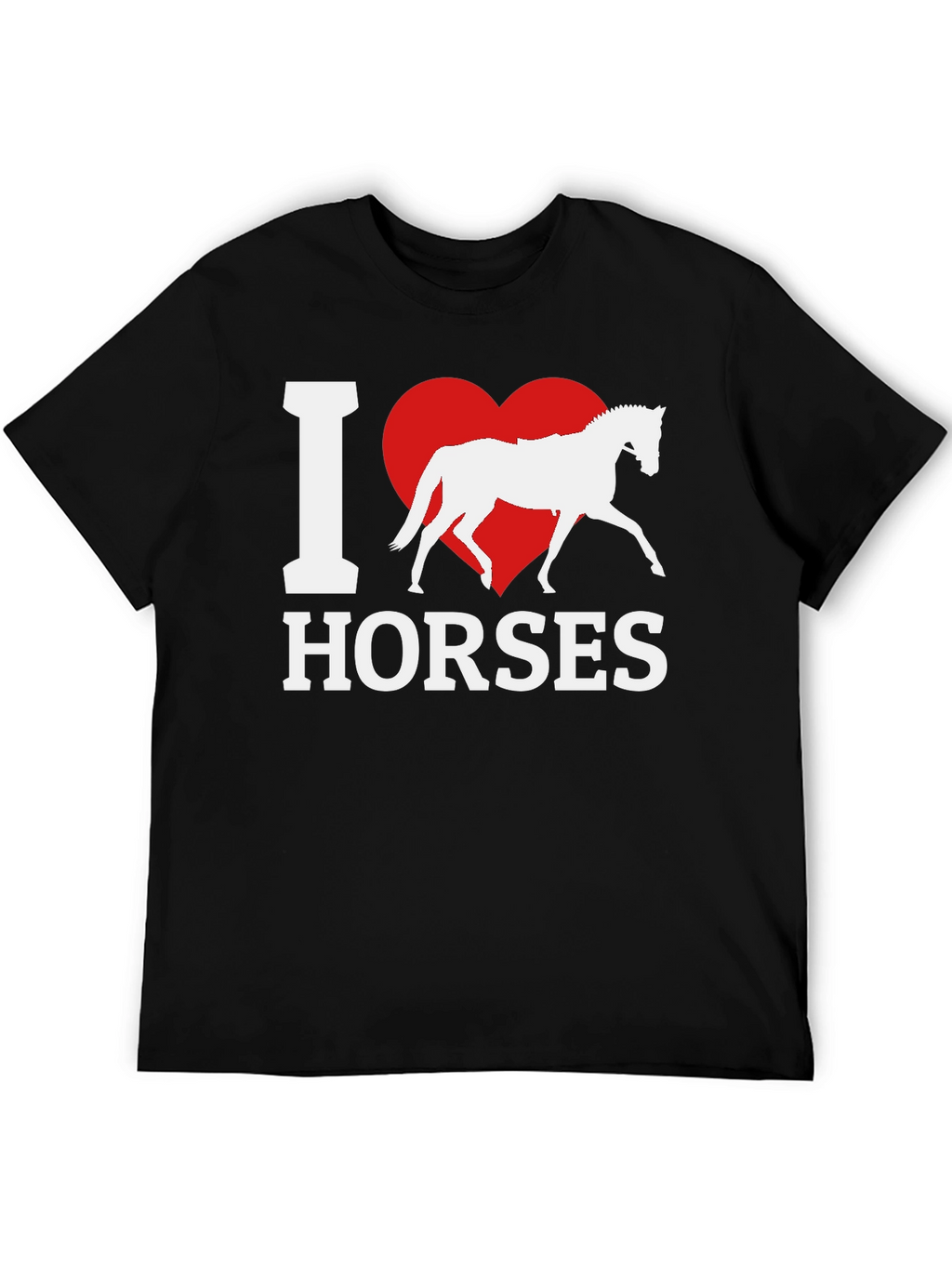 I Love Horses T-Shirt - Black Cotton Tee