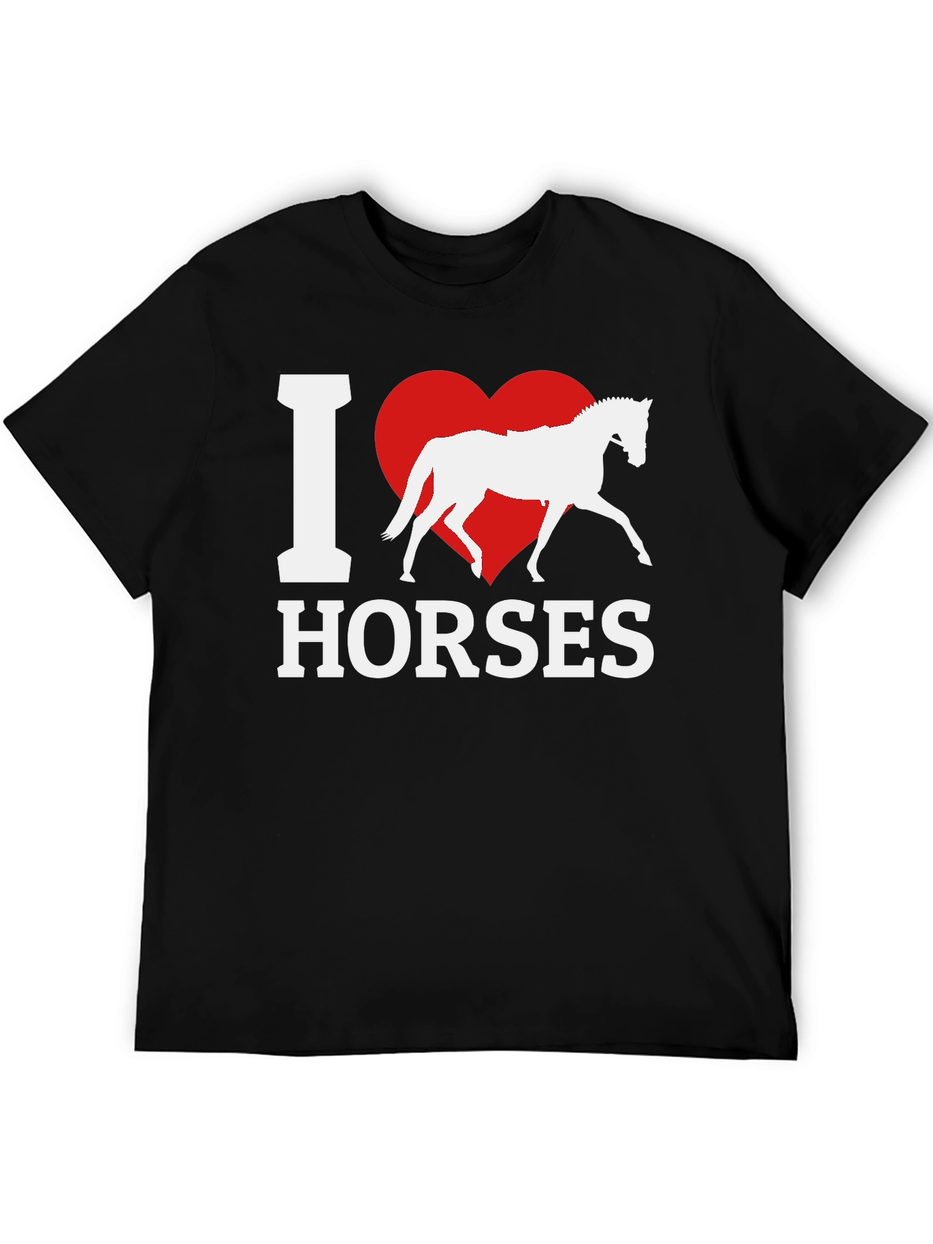 I Love Horses T-Shirt - Black Cotton Tee