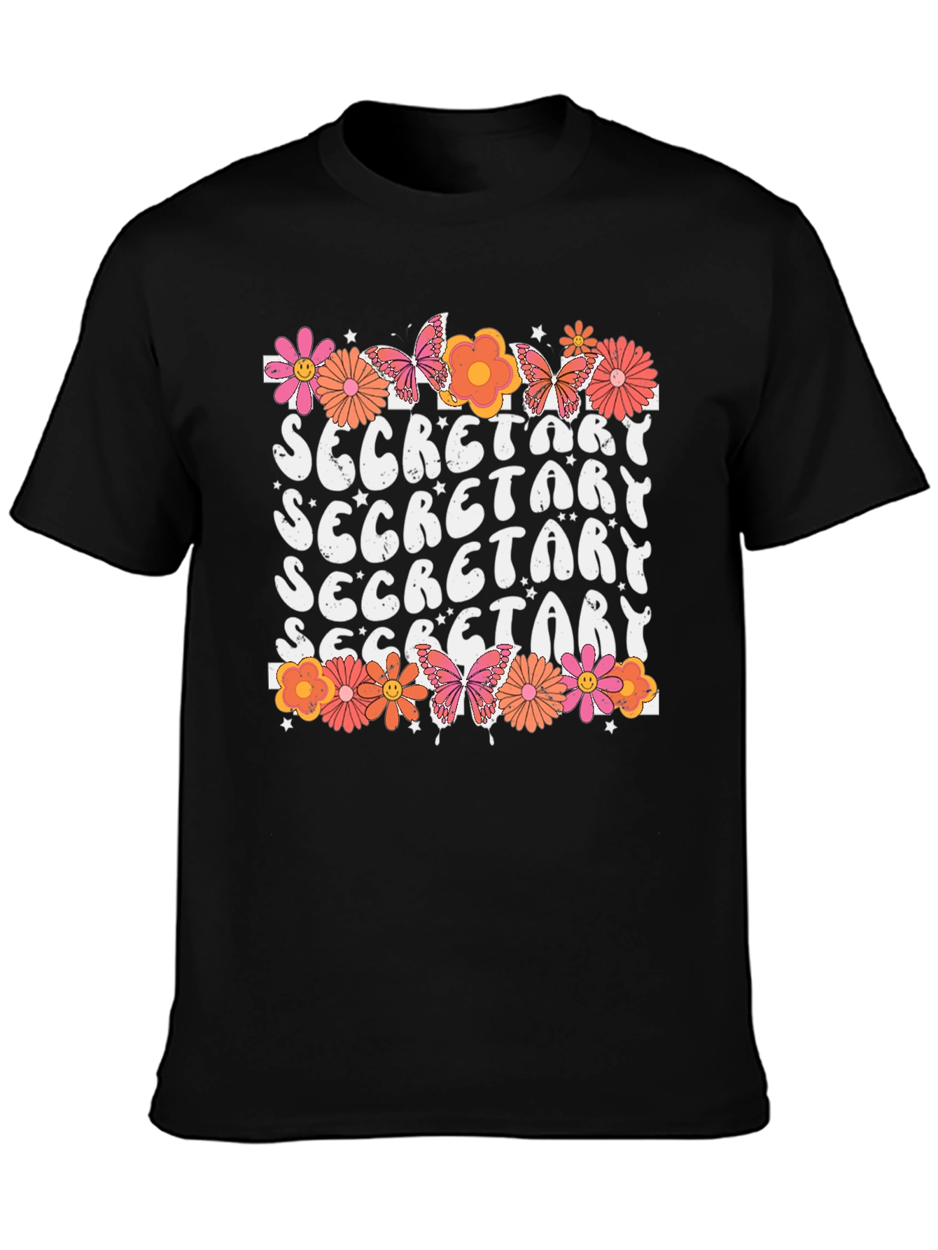 Retro Secretary Floral Tee - Gift for Admins