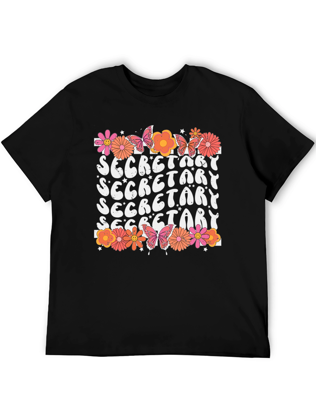 Retro Secretary Floral Tee - Gift for Admins