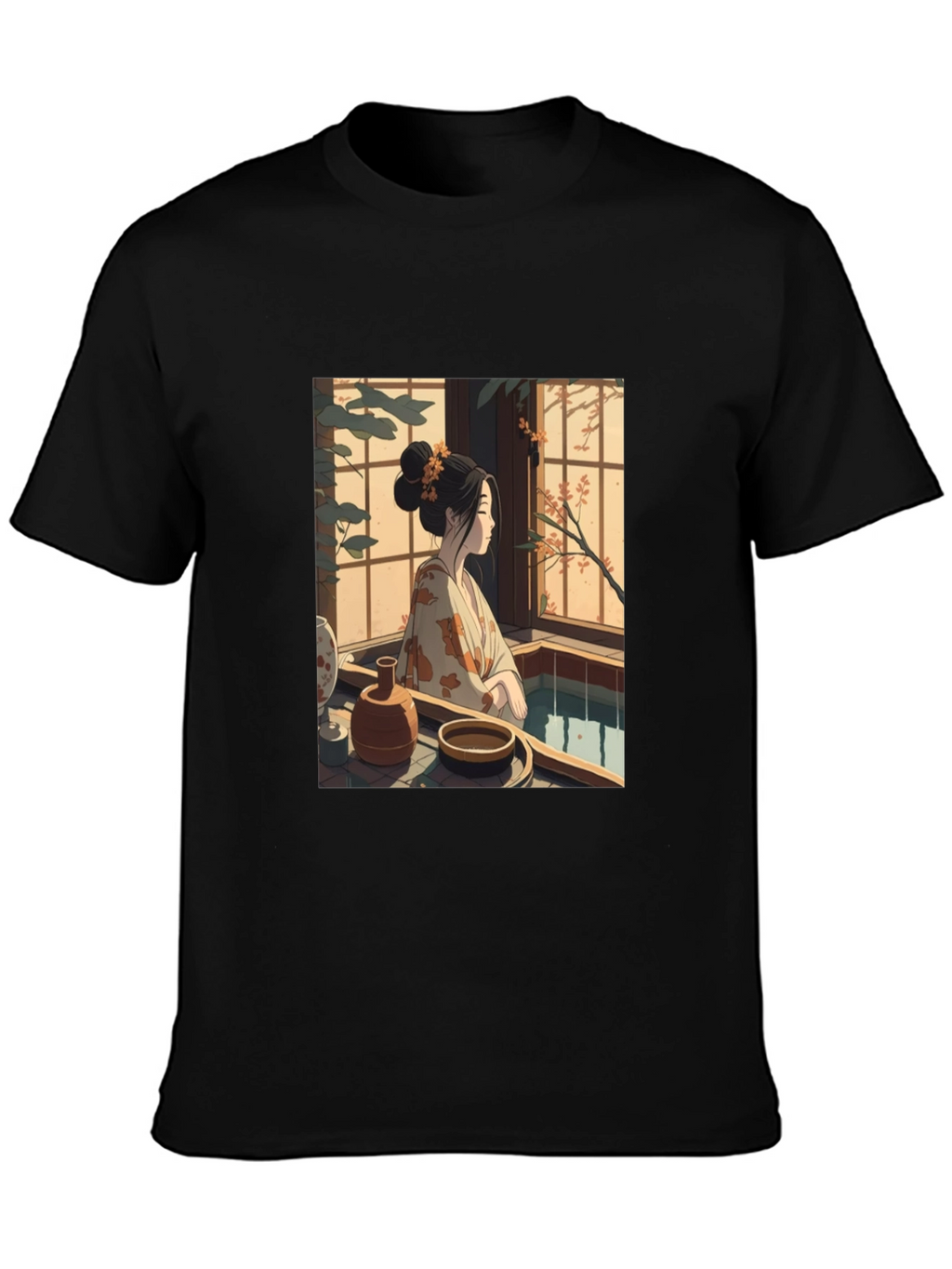 Japanese Art T-Shirt - Woman by Window