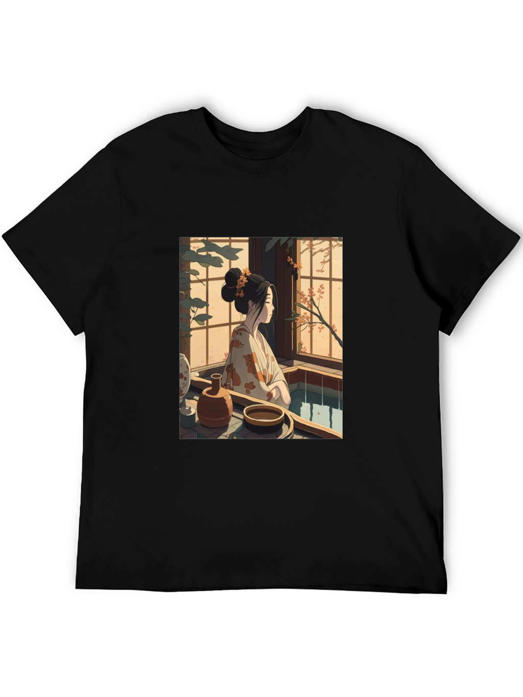 Japanese Art T-Shirt - Woman by Window