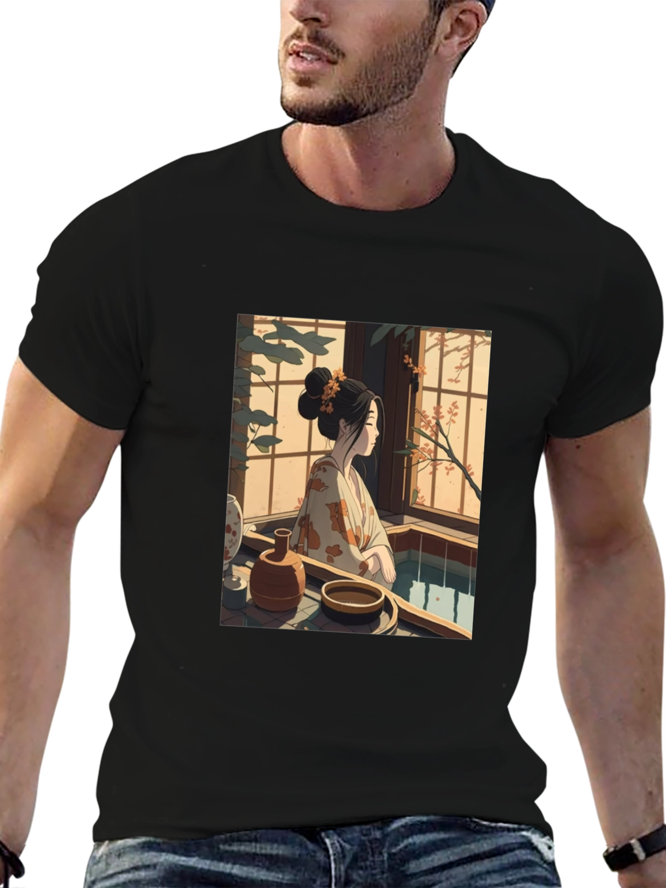 Japanese Art T-Shirt - Woman by Window