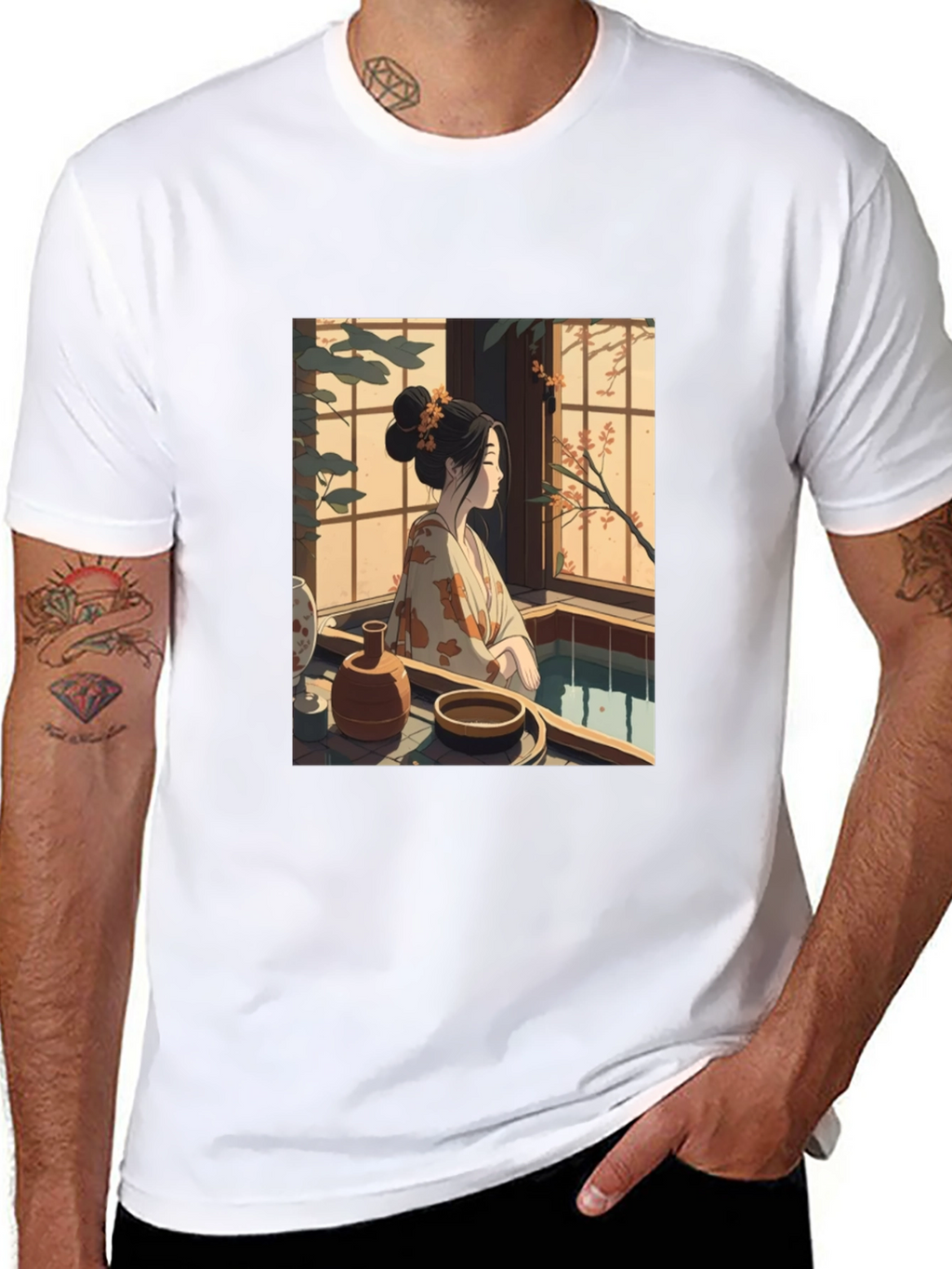 Japanese Art T-Shirt - Woman by Window