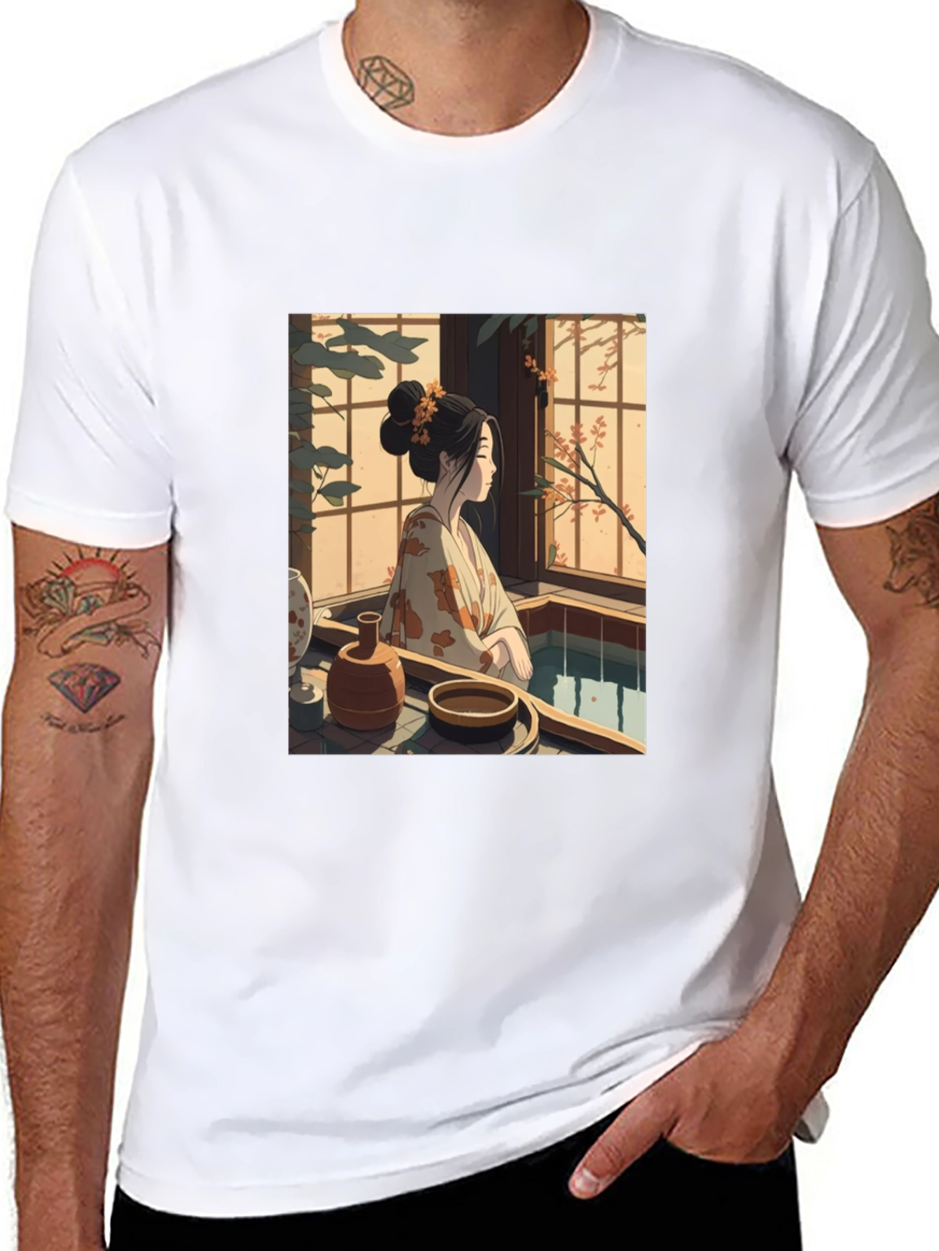Japanese Art T-Shirt - Woman by Window