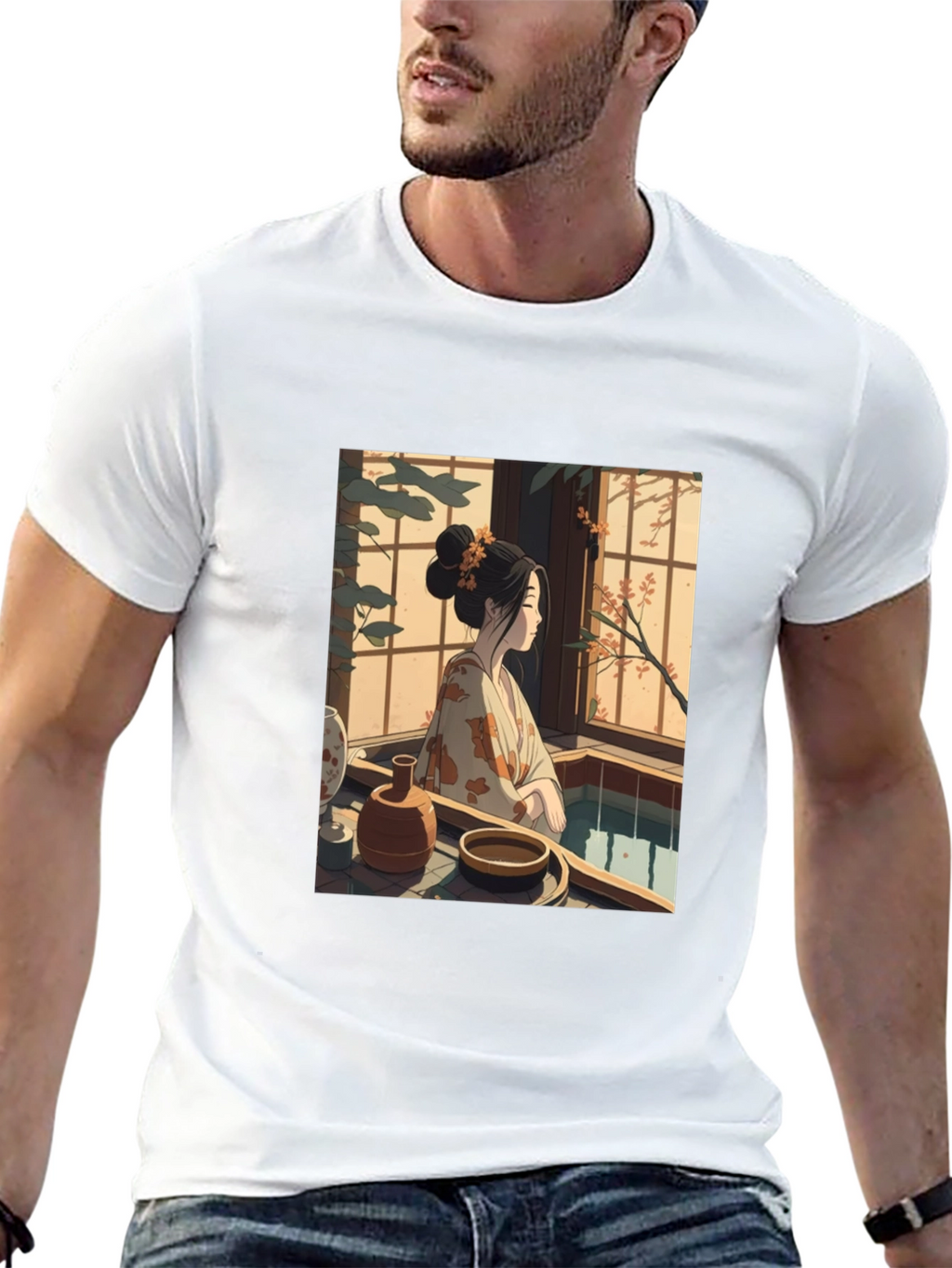 Japanese Art T-Shirt - Woman by Window