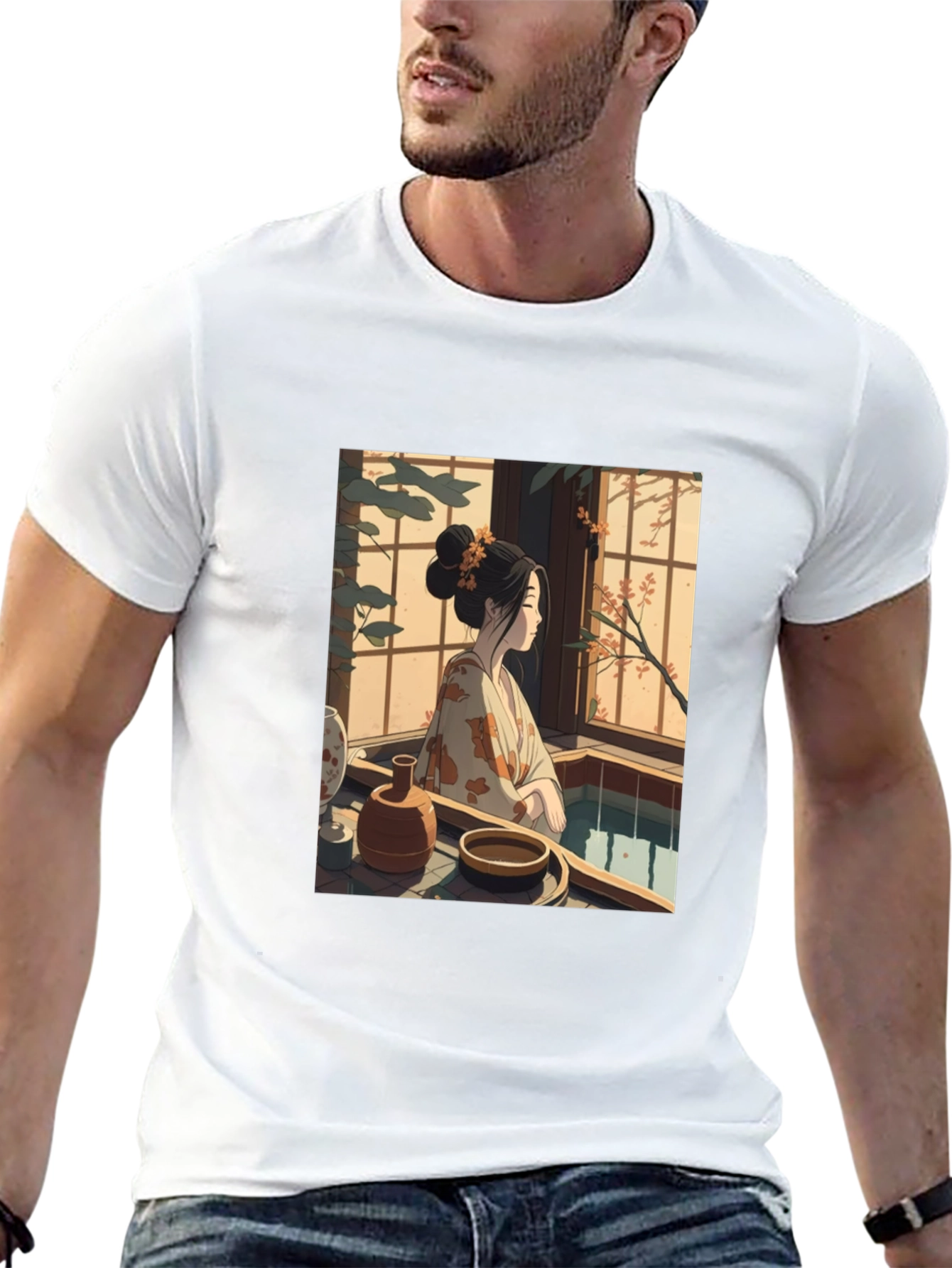 Japanese Art T-Shirt - Woman by Window