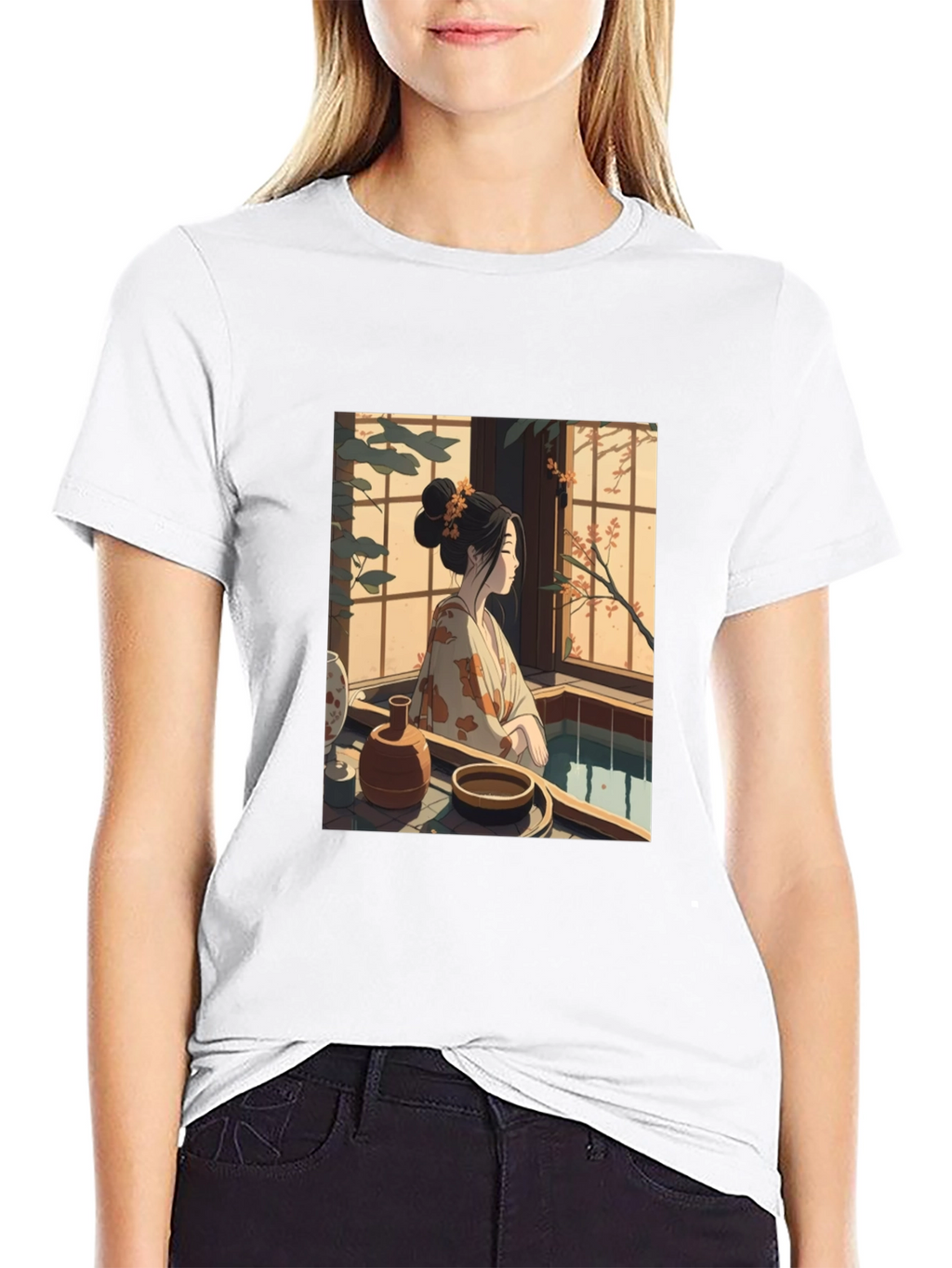 Japanese Art T-Shirt - Woman by Window