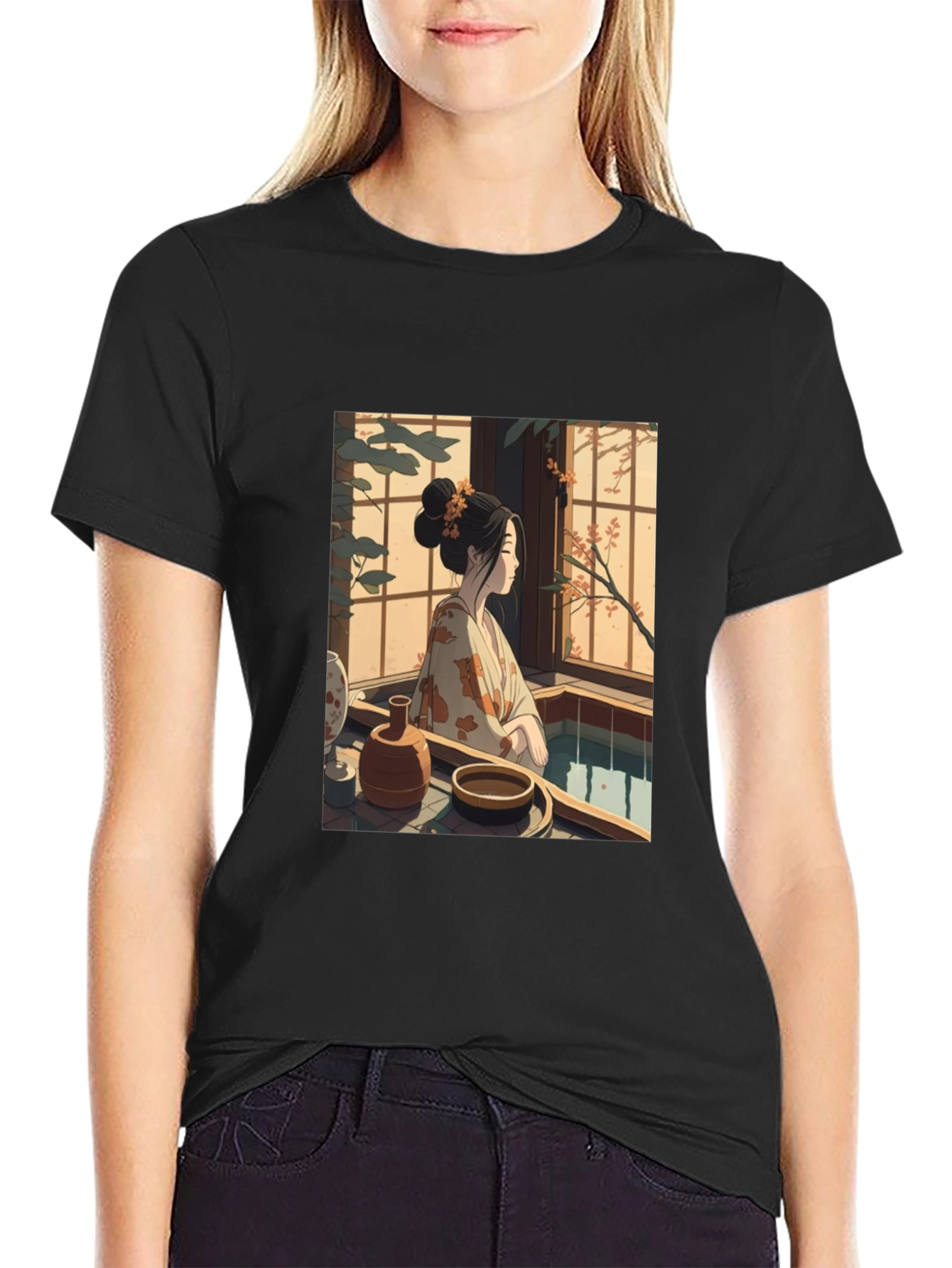 Japanese Art T-Shirt - Woman by Window