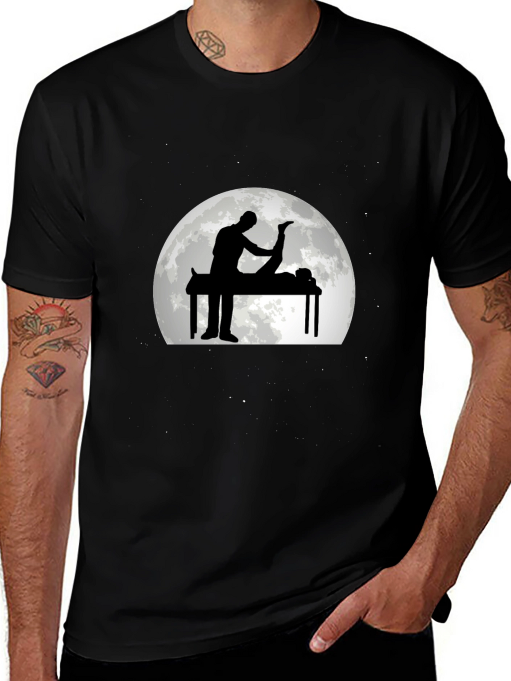 Massage Therapy Graphic Tee - Black Cotton T-Shirt