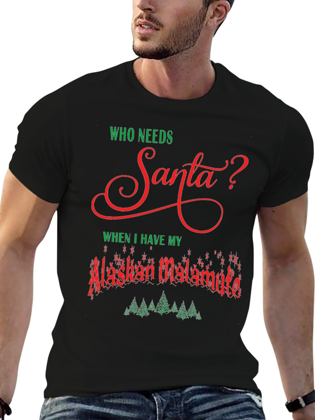 Alaskan Malamute Christmas T-Shirt - Who Needs Santa?