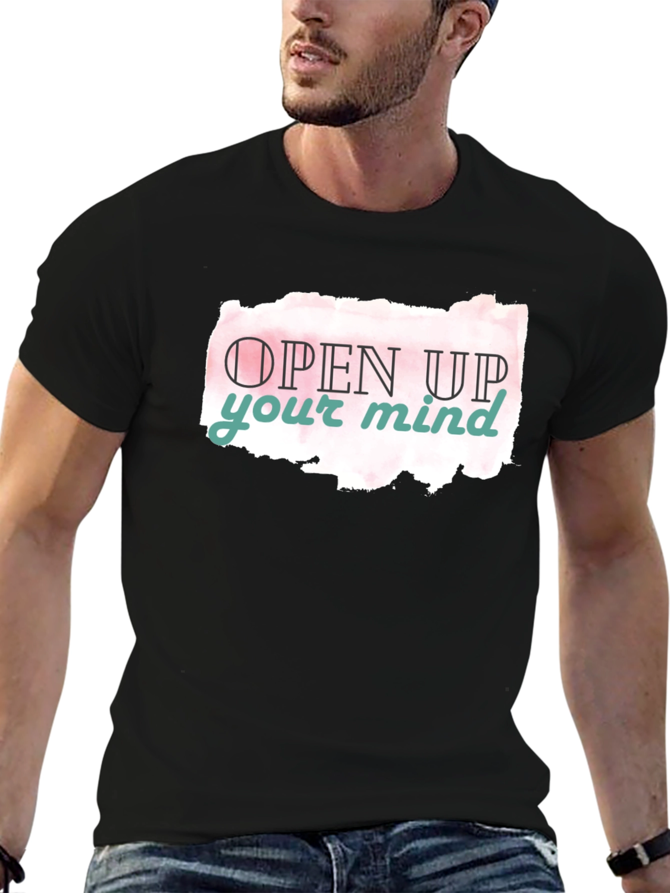 Open Mind Graphic Tee - Black Casual T-Shirt