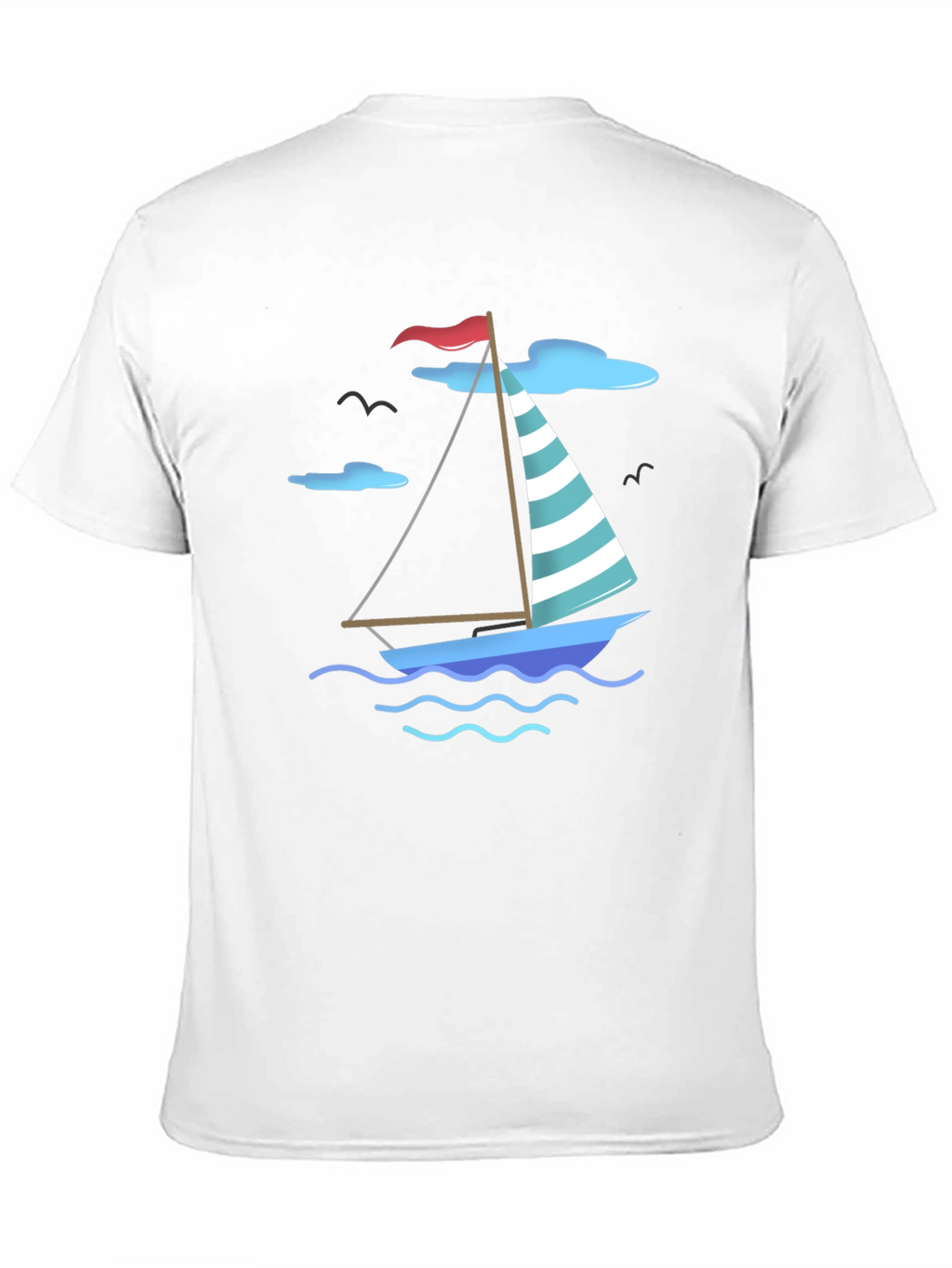 Nautical Sailboat Graphic Tee - Black Cotton T-Shirt