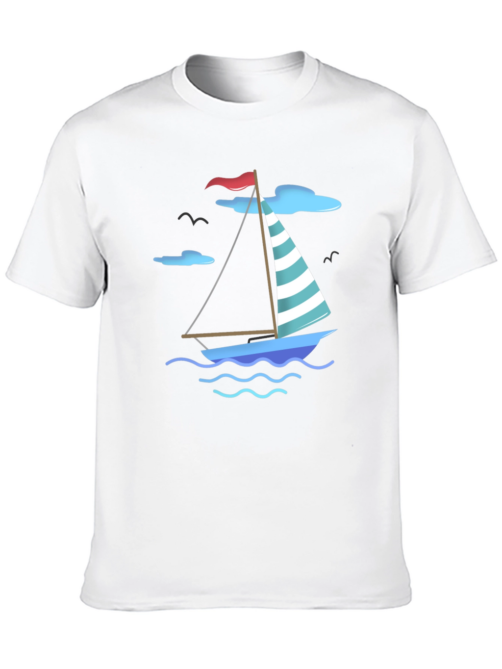 Nautical Sailboat Graphic Tee - Black Cotton T-Shirt
