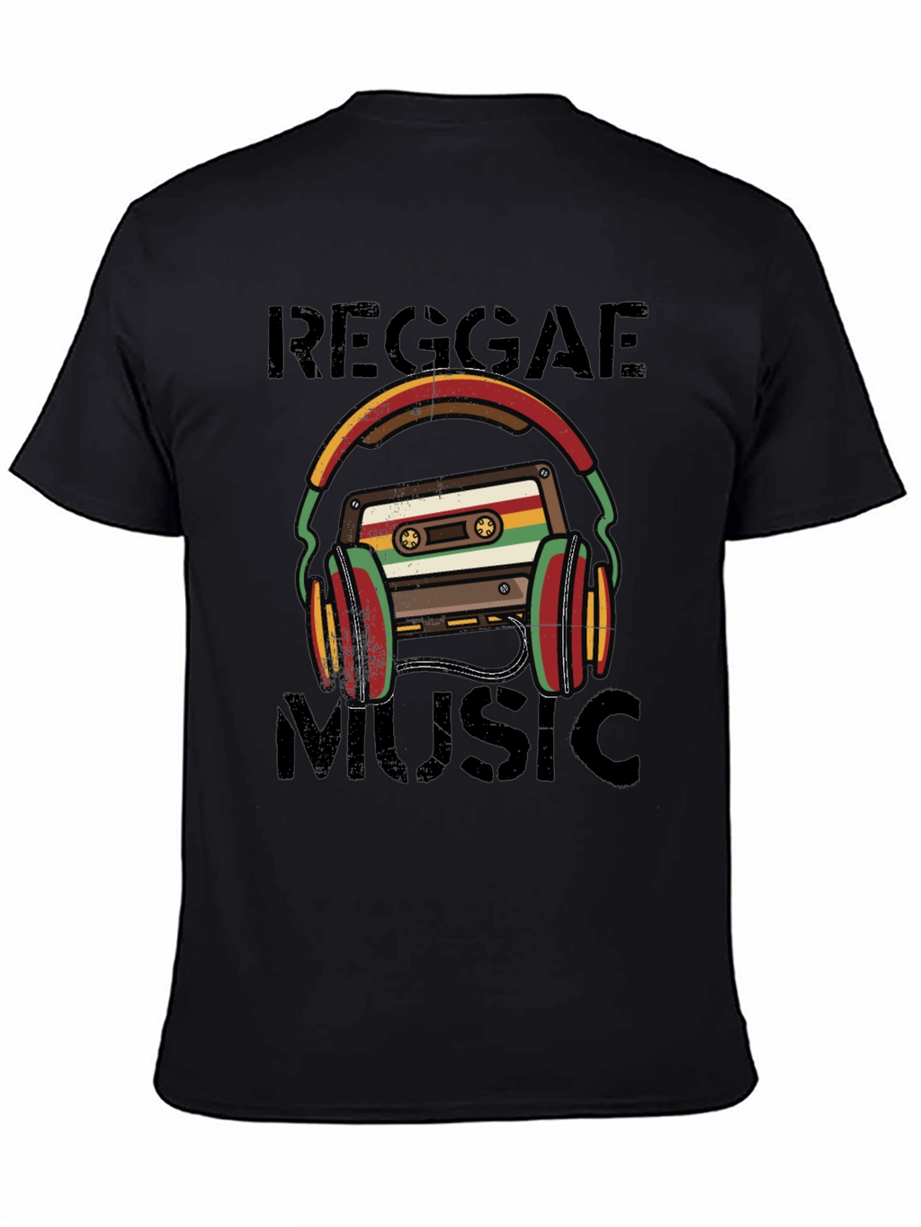 Reggae Music Cassette Tape Headphones Graphic Tee