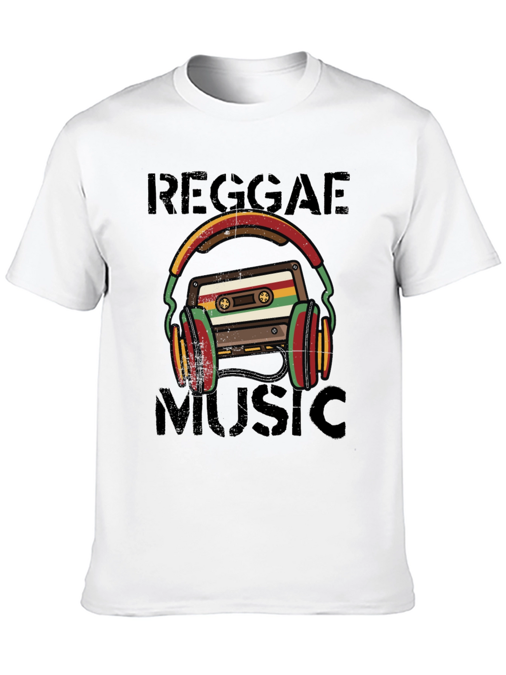 Reggae Music Cassette Tape Headphones Graphic Tee