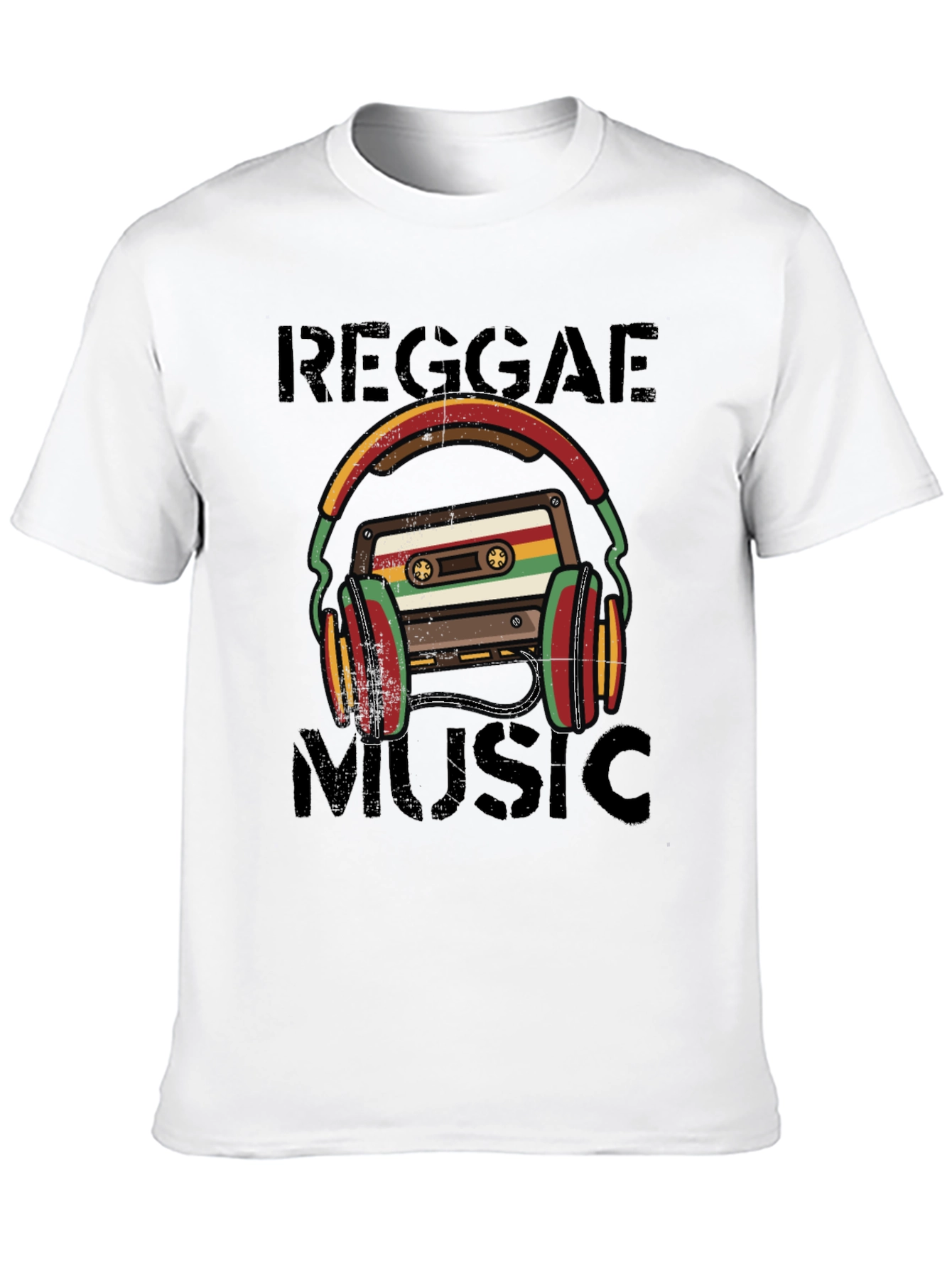 Reggae Music Cassette Tape Headphones Graphic Tee