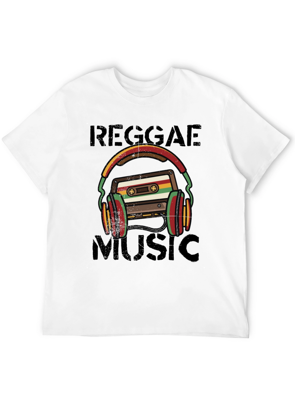 Reggae Music Cassette Tape Headphones Graphic Tee