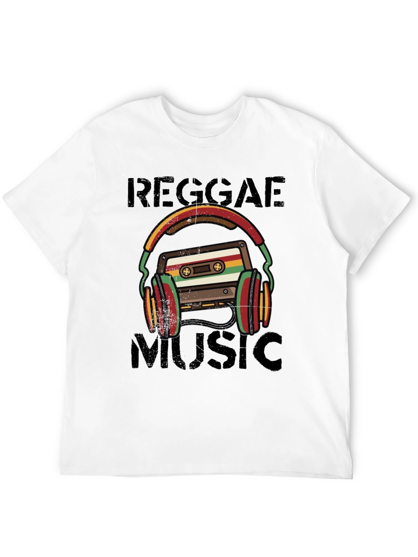 Reggae Music Cassette Tape Headphones Graphic Tee