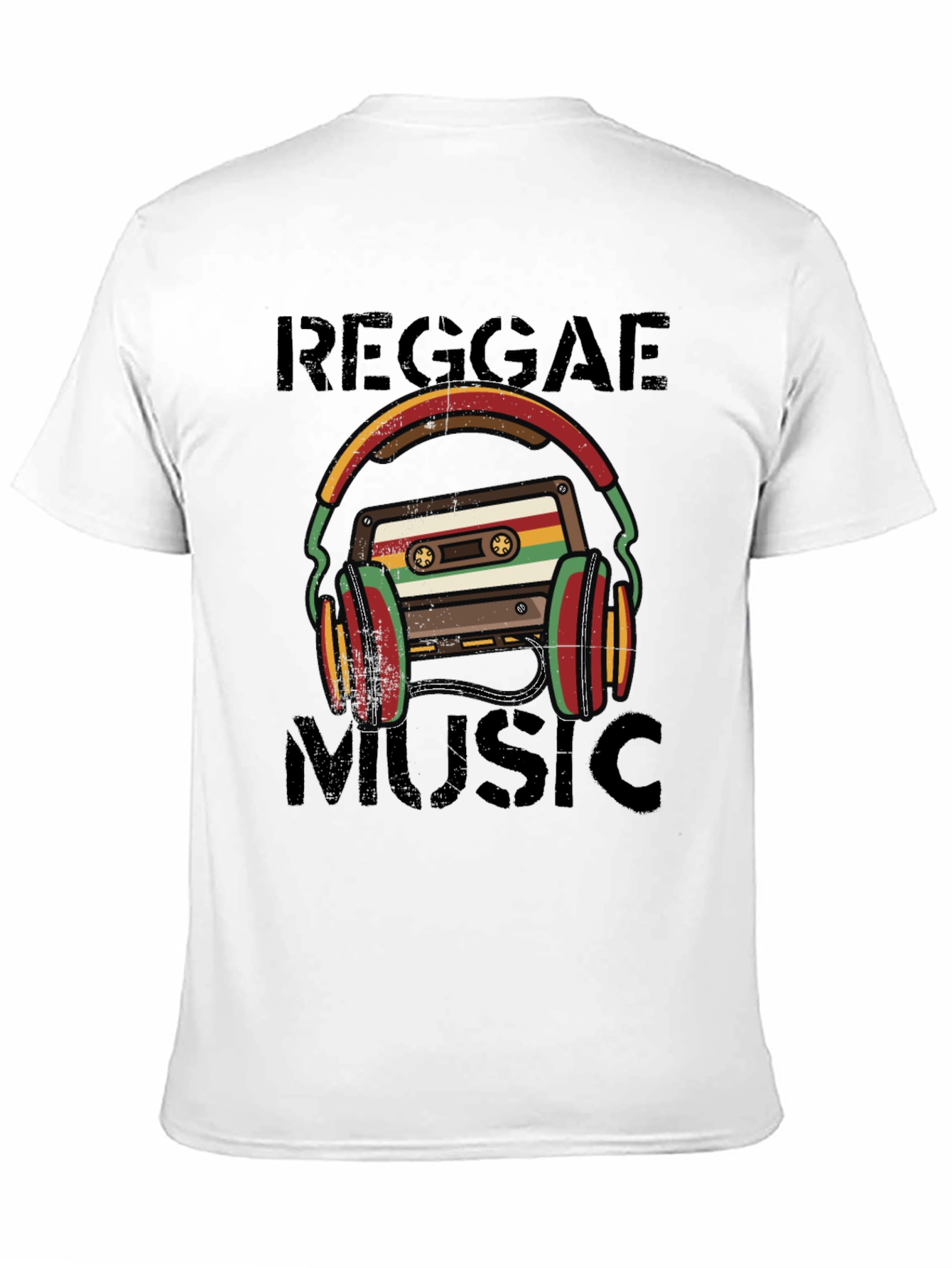 Reggae Music Cassette Tape Headphones Graphic Tee
