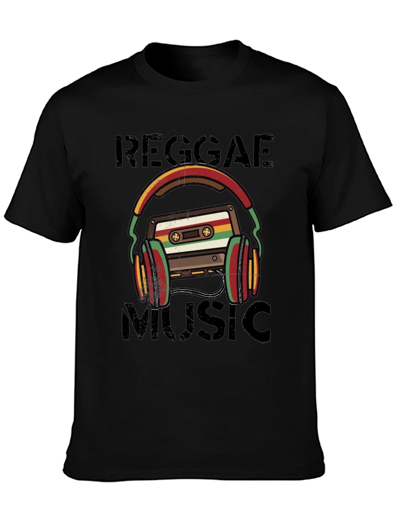 Reggae Music Cassette Tape Headphones Graphic Tee