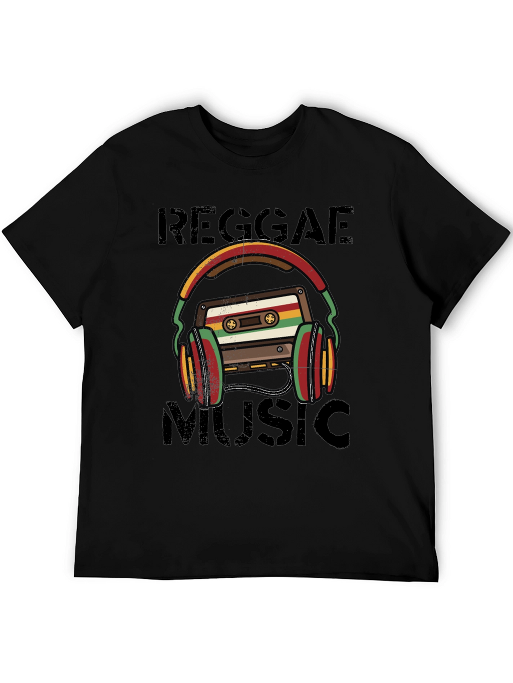 Reggae Music Cassette Tape Headphones Graphic Tee