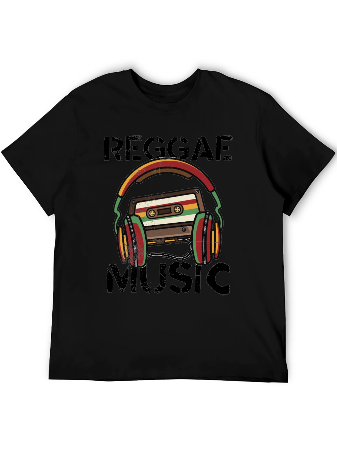 Reggae Music Cassette Tape Headphones Graphic Tee