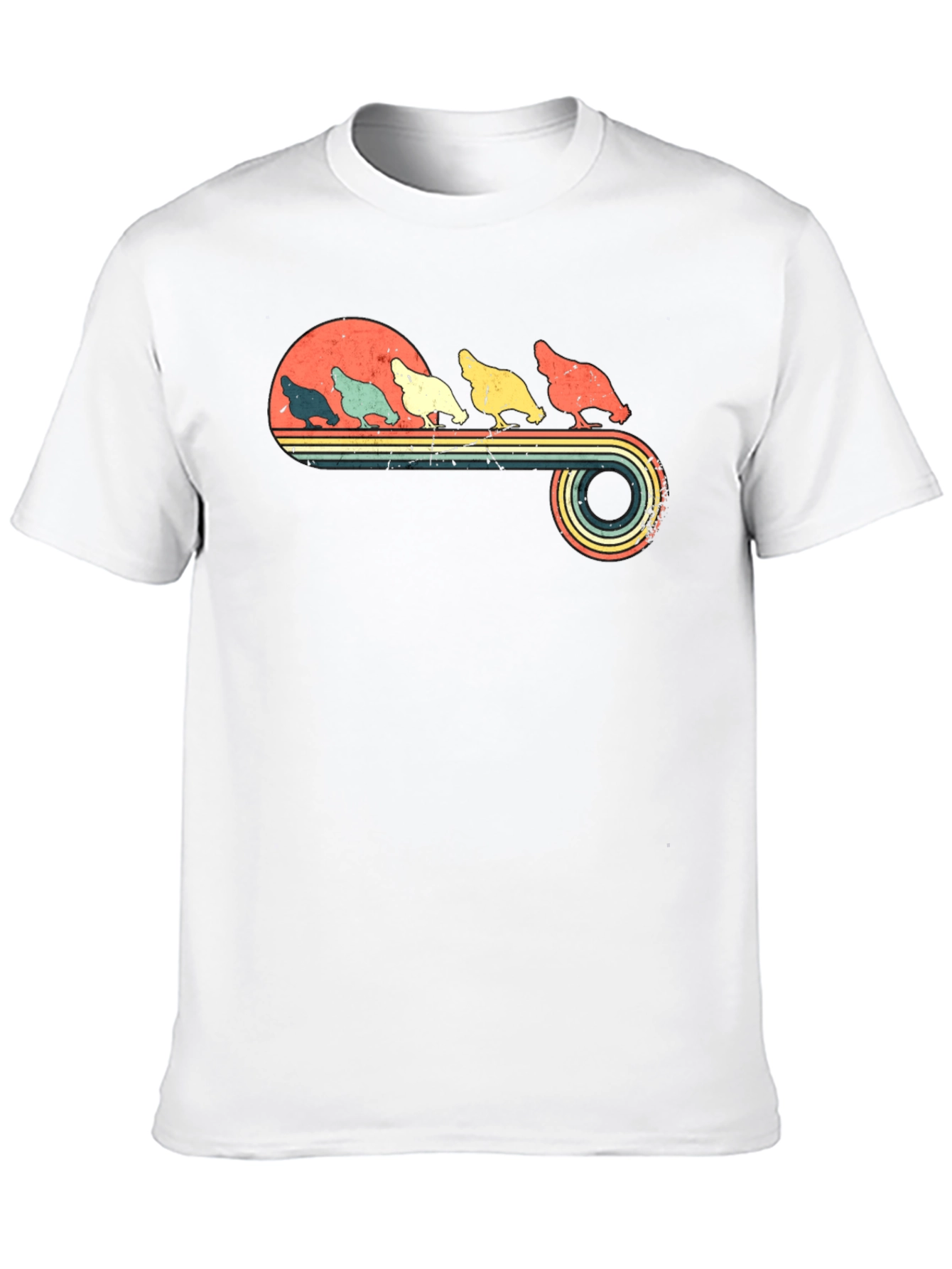 Retro Chicken Graphic Tee - Vintage Style Poultry Shirt