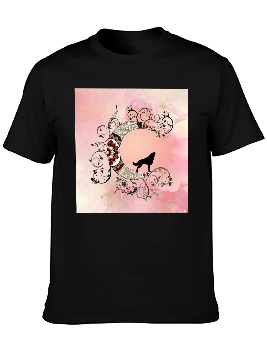 Wolf Moon Graphic Tee - Artistic Black T-Shirt