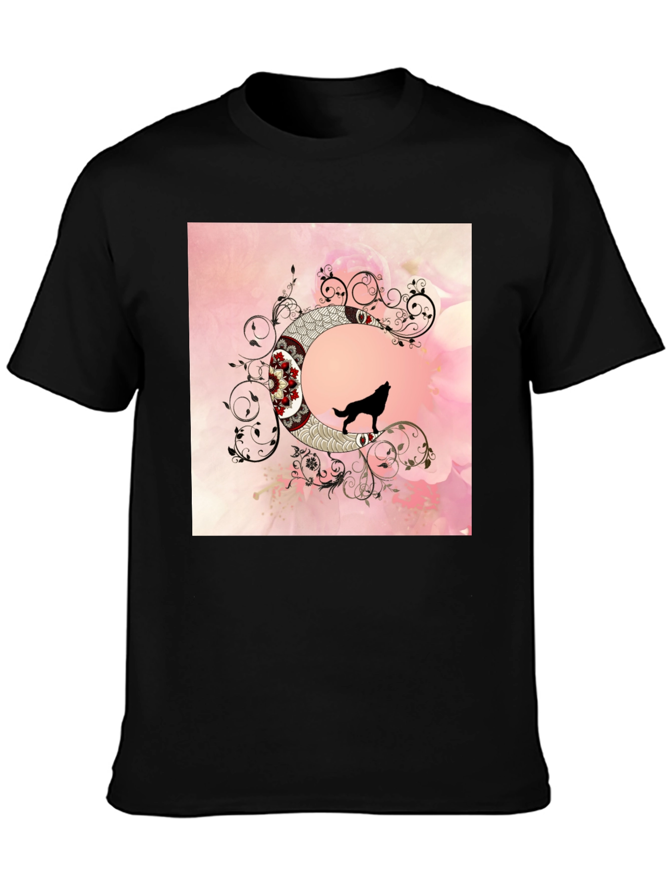 Wolf Moon Graphic Tee - Artistic Black T-Shirt