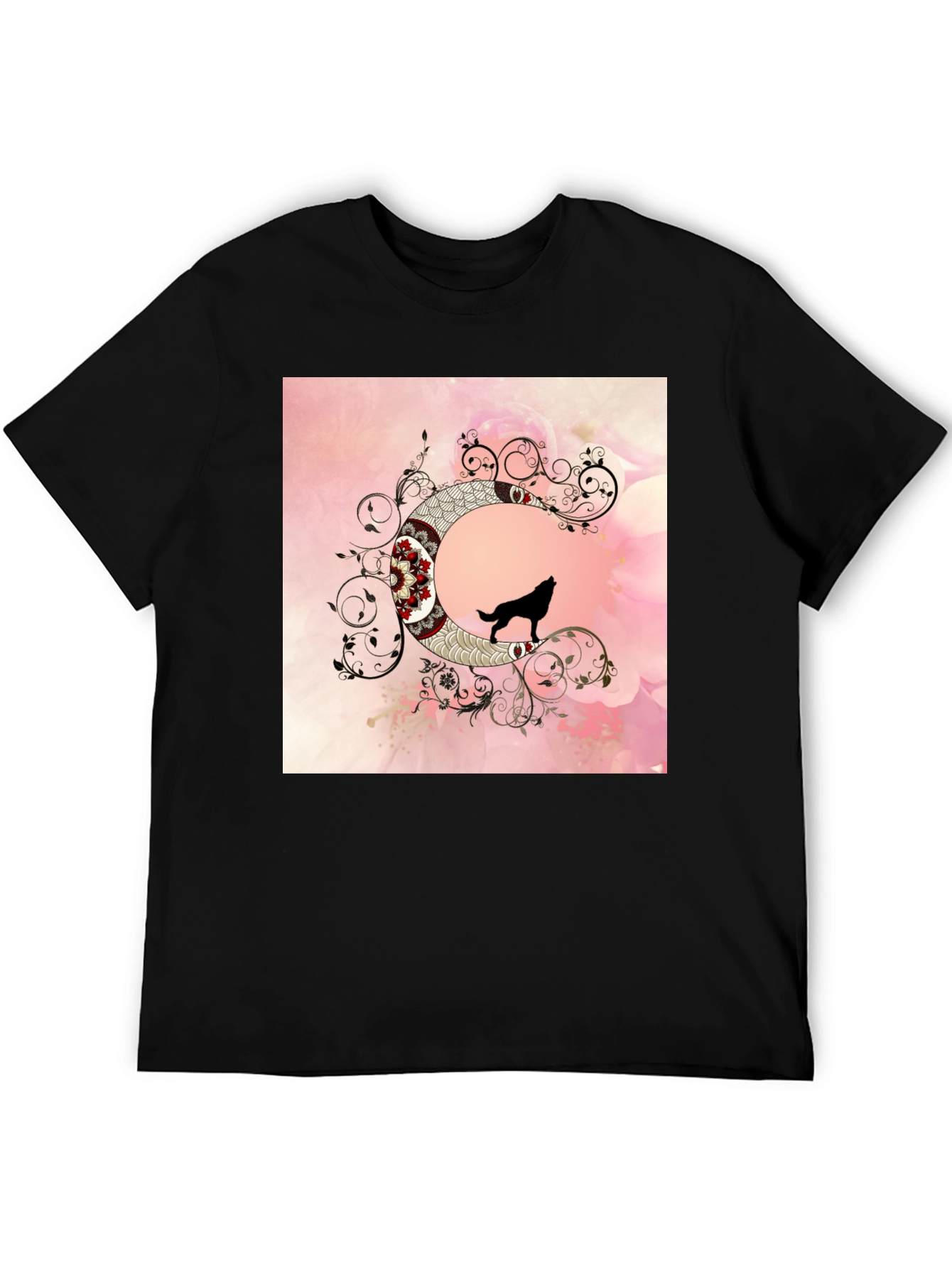 Wolf Moon Graphic Tee - Artistic Black T-Shirt