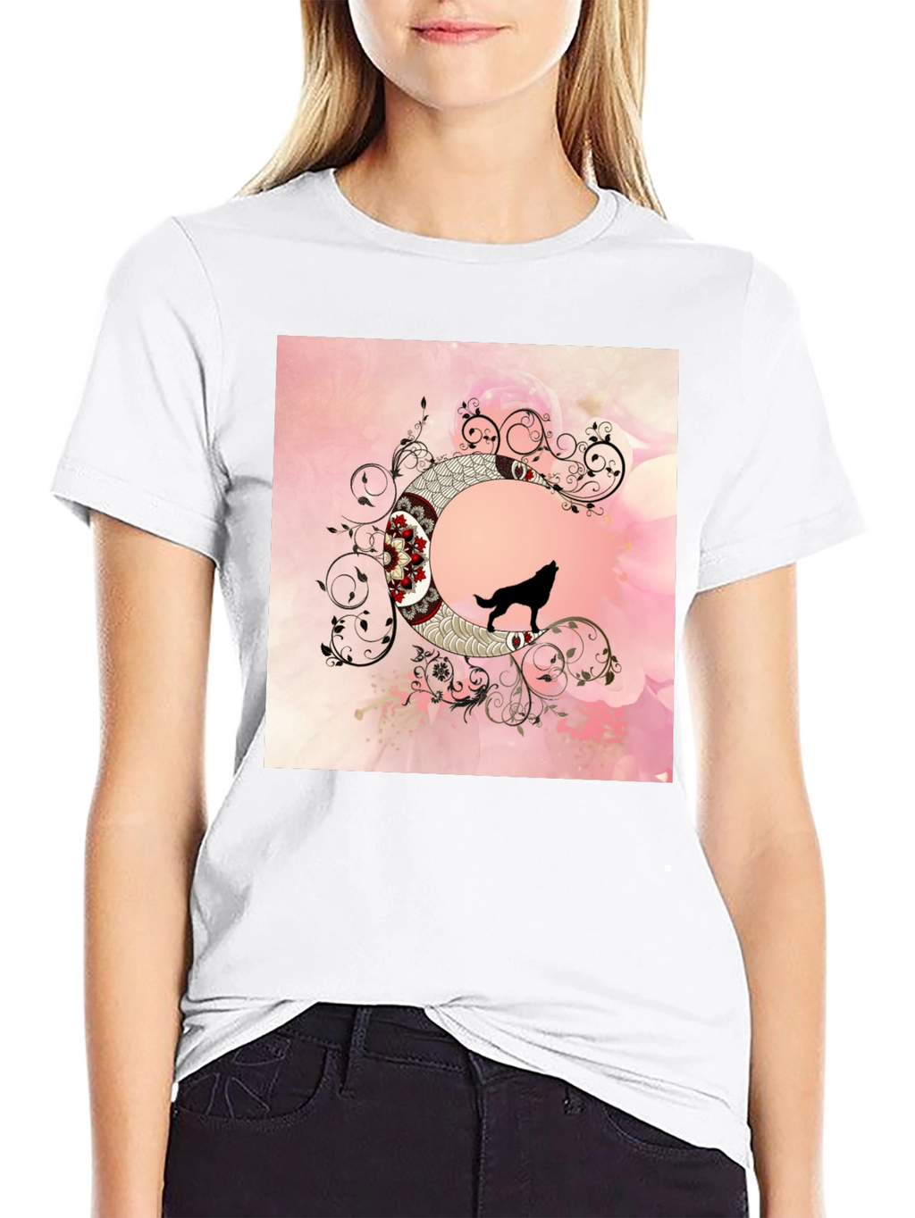 Wolf Moon Graphic Tee - Artistic Black T-Shirt