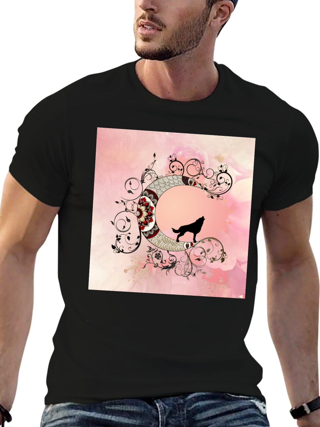 Wolf Moon Graphic Tee - Artistic Black T-Shirt
