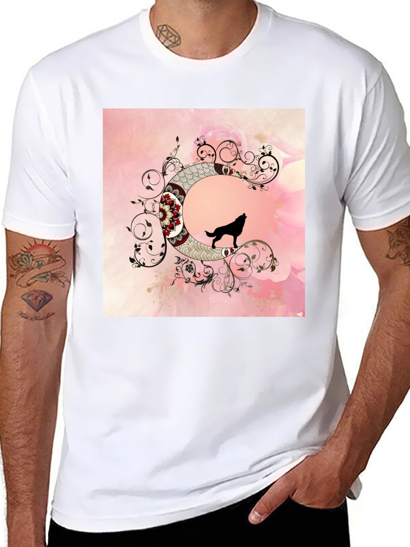 Wolf Moon Graphic Tee - Artistic Black T-Shirt
