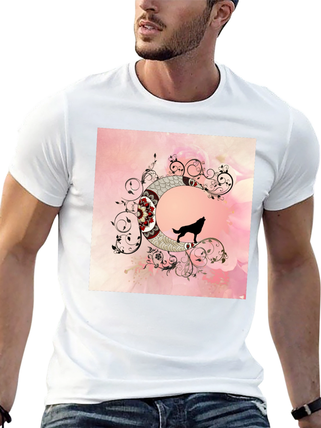 Wolf Moon Graphic Tee - Artistic Black T-Shirt