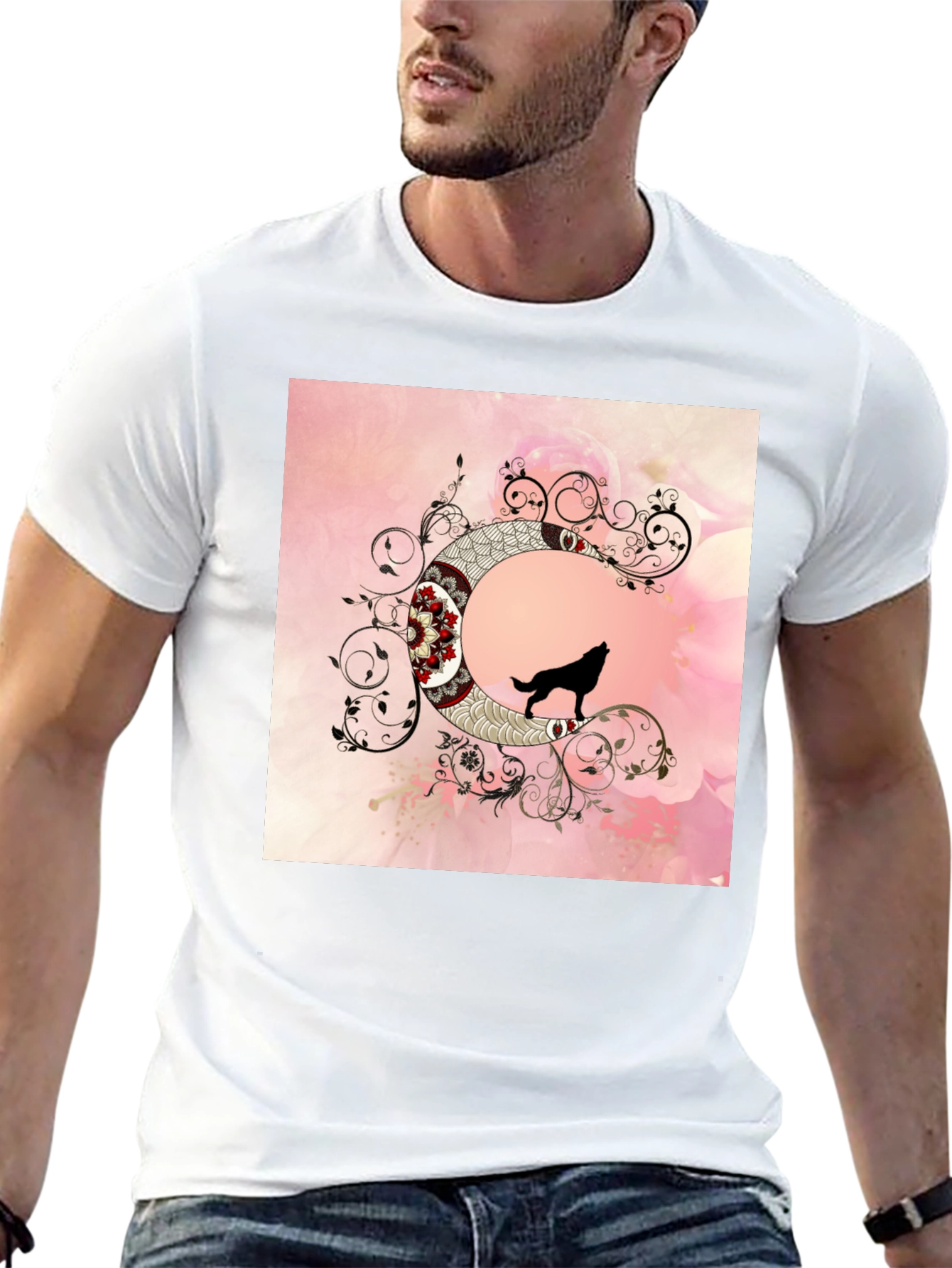 Wolf Moon Graphic Tee - Artistic Black T-Shirt
