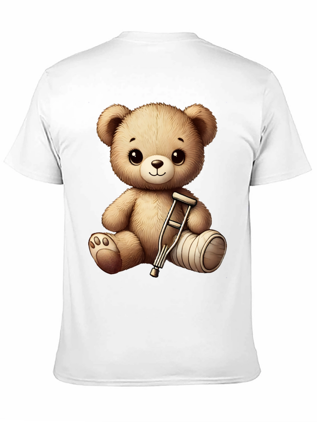 Cute Teddy Bear with Broken Leg Black T-Shirt