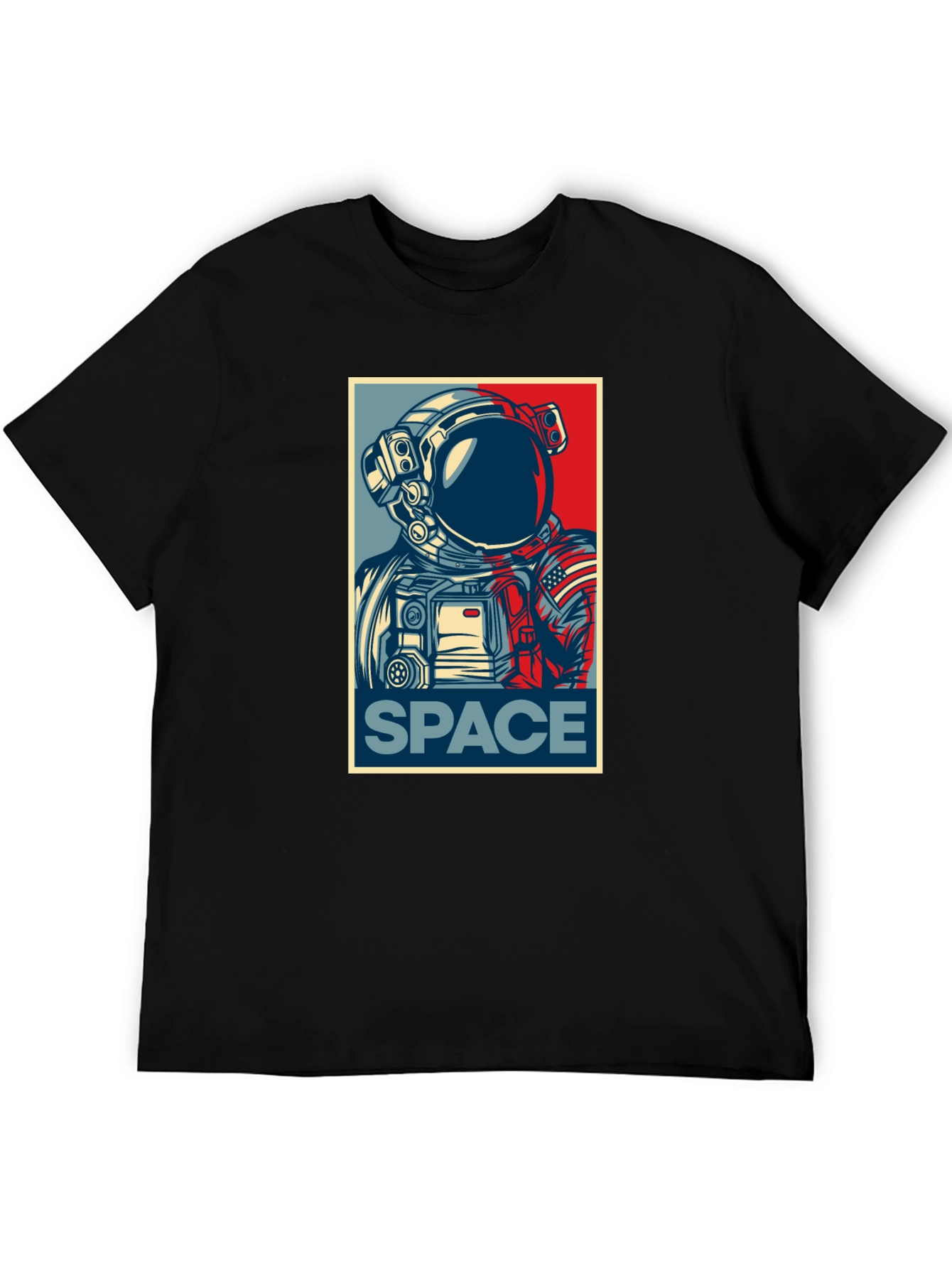 Space Astronaut Graphic Print Crew Neck T-Shirt