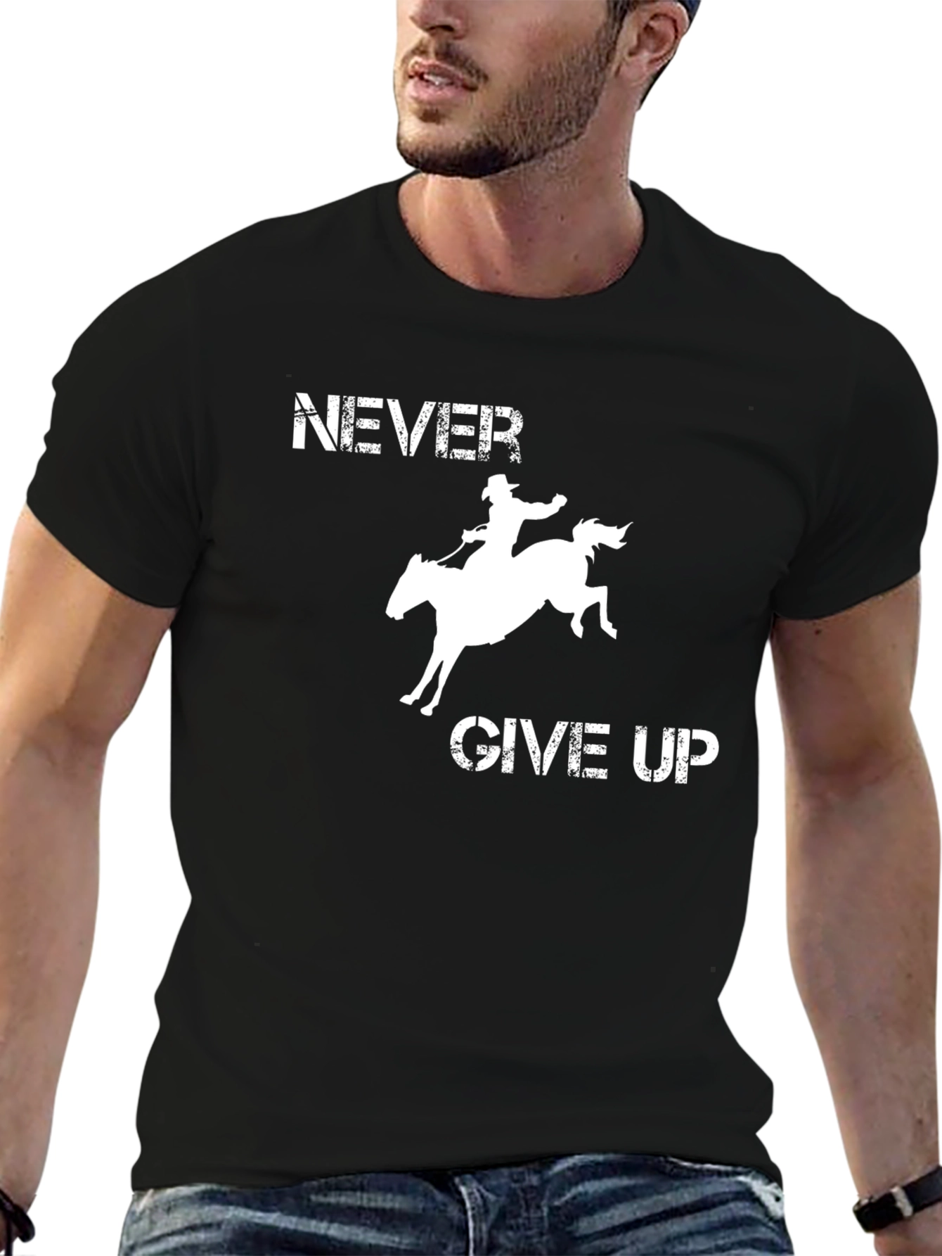 Never Give Up Rodeo T-Shirt - Black