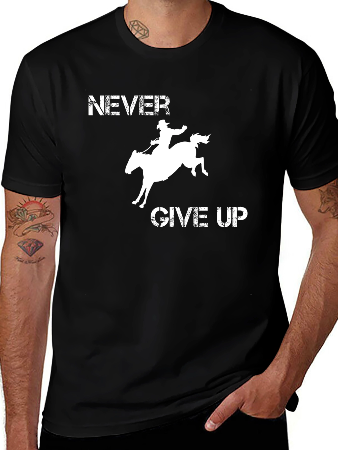 Never Give Up Rodeo T-Shirt - Black