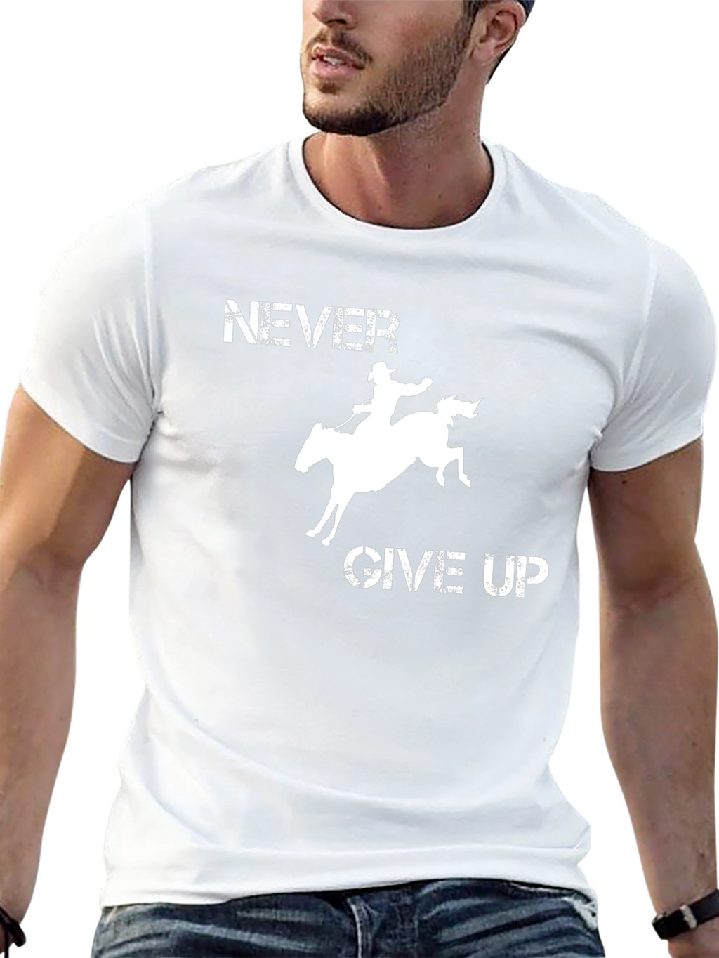 Never Give Up Rodeo T-Shirt - Black