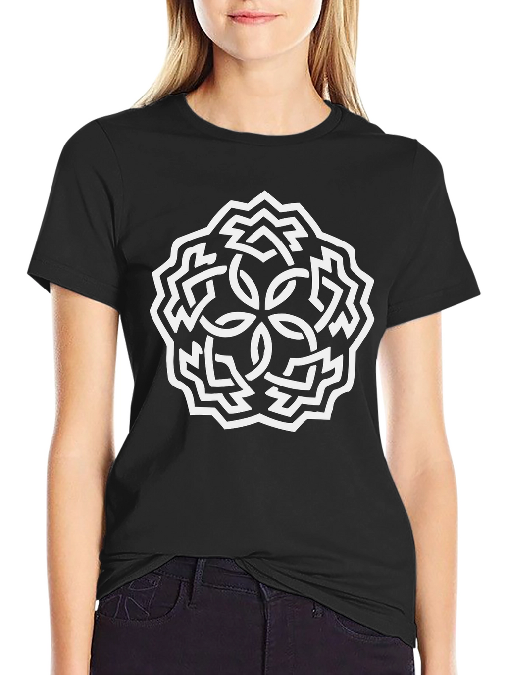 Geometric Knot Black T-Shirt - Modern Graphic Tee