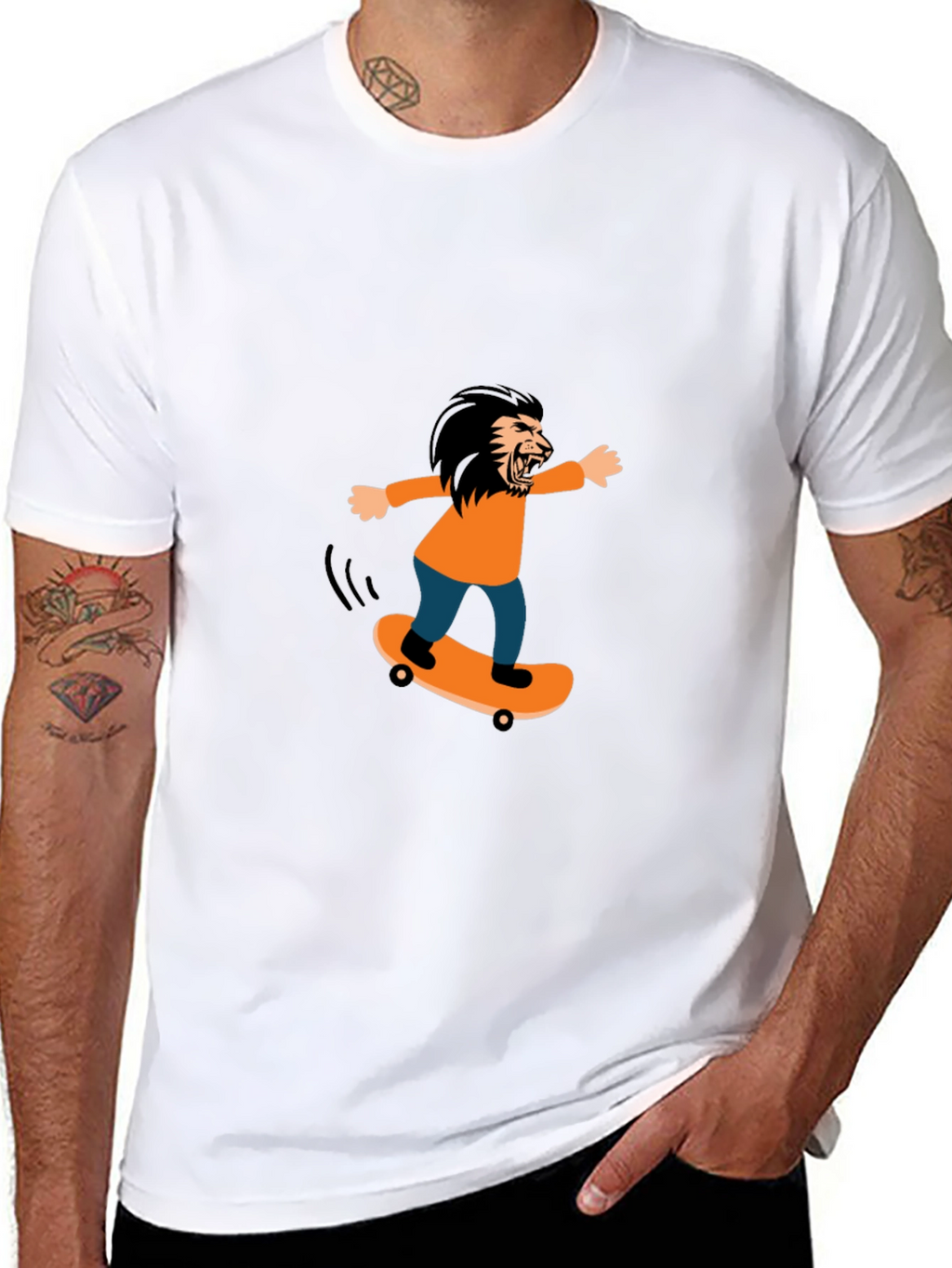 Skateboarding Lion Graphic Tee