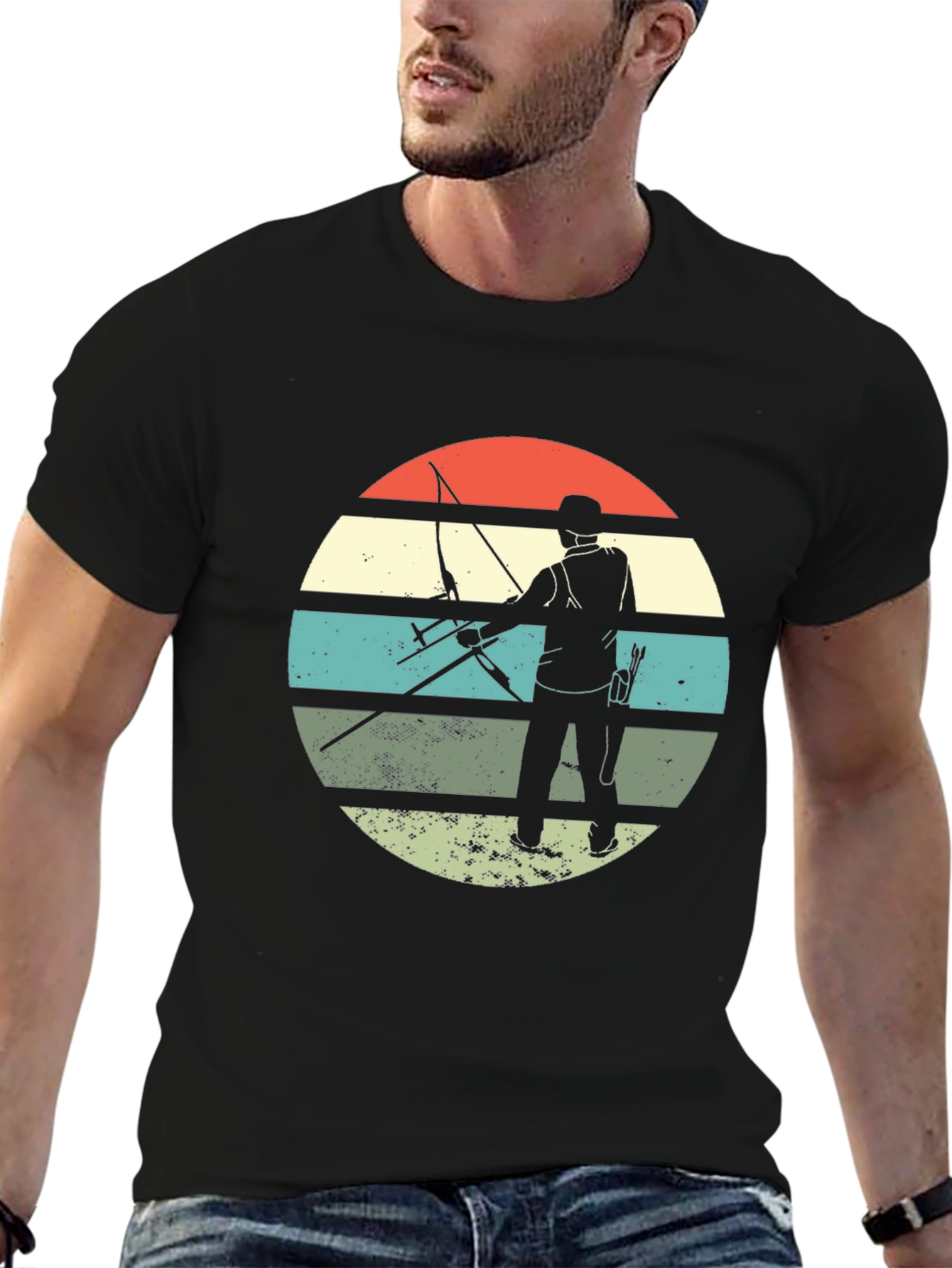 Archery Silhouette Retro Style T-Shirt