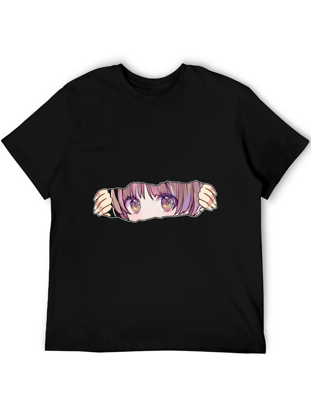 Anime Eyes Peek Black T-Shirt